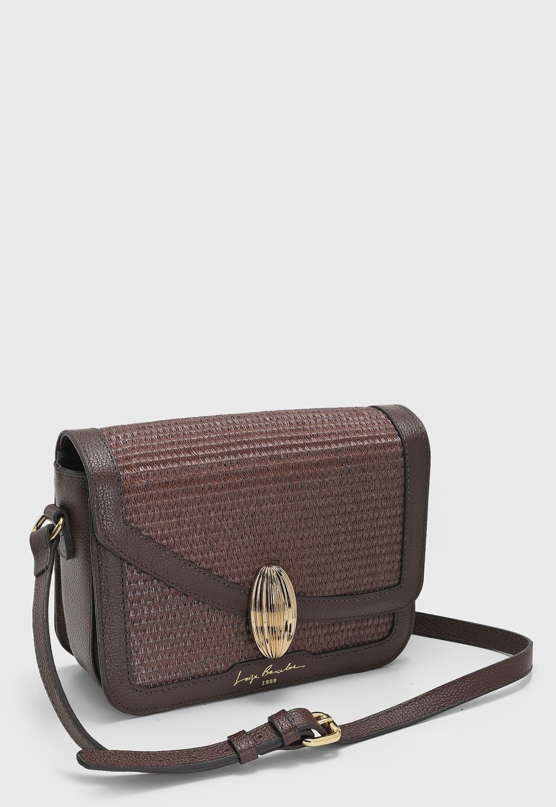 Vista 2 Bolsa Média Feminina Luiza Barcelos Textura Trançada Luiza Barcelos marrom