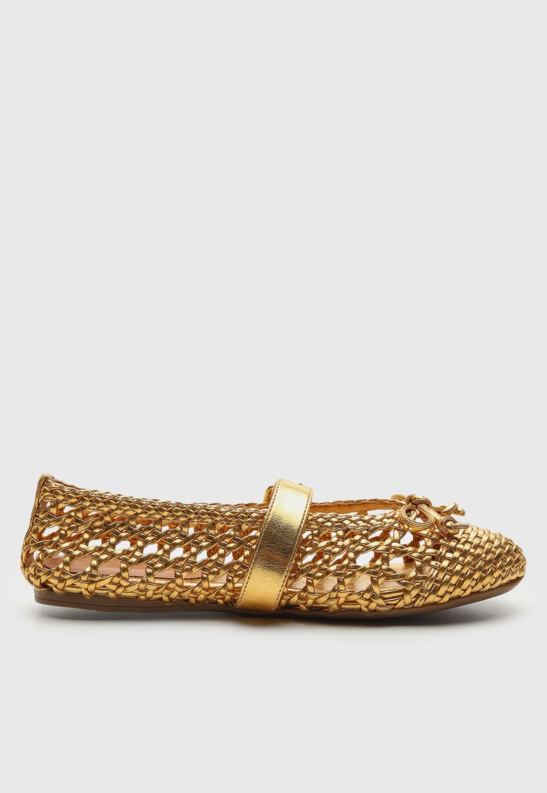 Vista 2 Sapatilha Feminina Luiza Barcelos Trançada Dourada Luiza Barcelos dourado