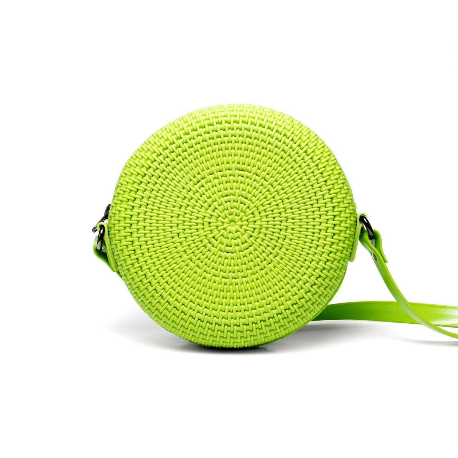 Vista 2 Bolsa Transversal Tiracolo Feminina Redonda Casual Pvc Claro Rute Paula verde