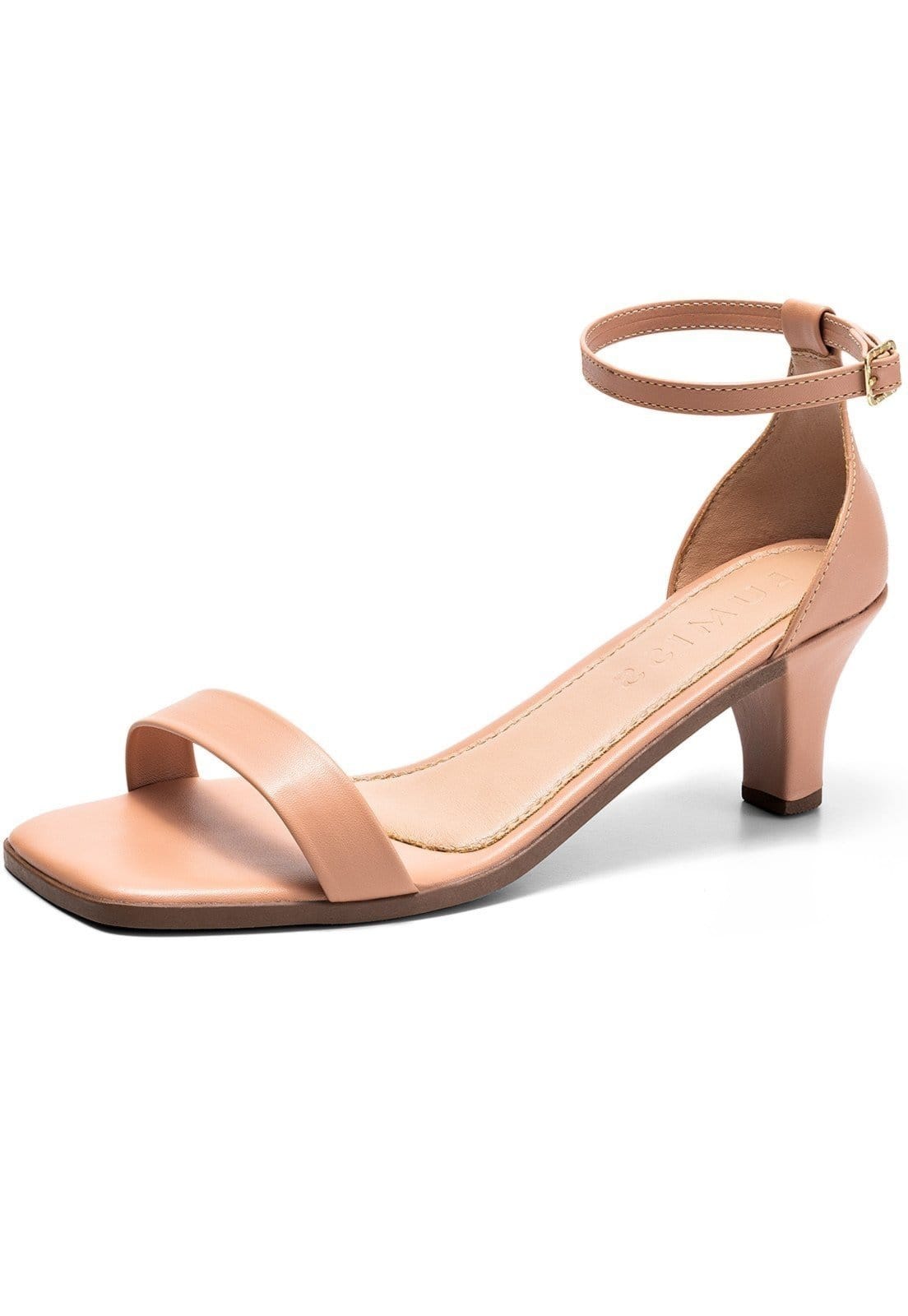 Sandália Feminina Lumiss Salto Baixo Fino Bico Quadrado Clássica Confortável