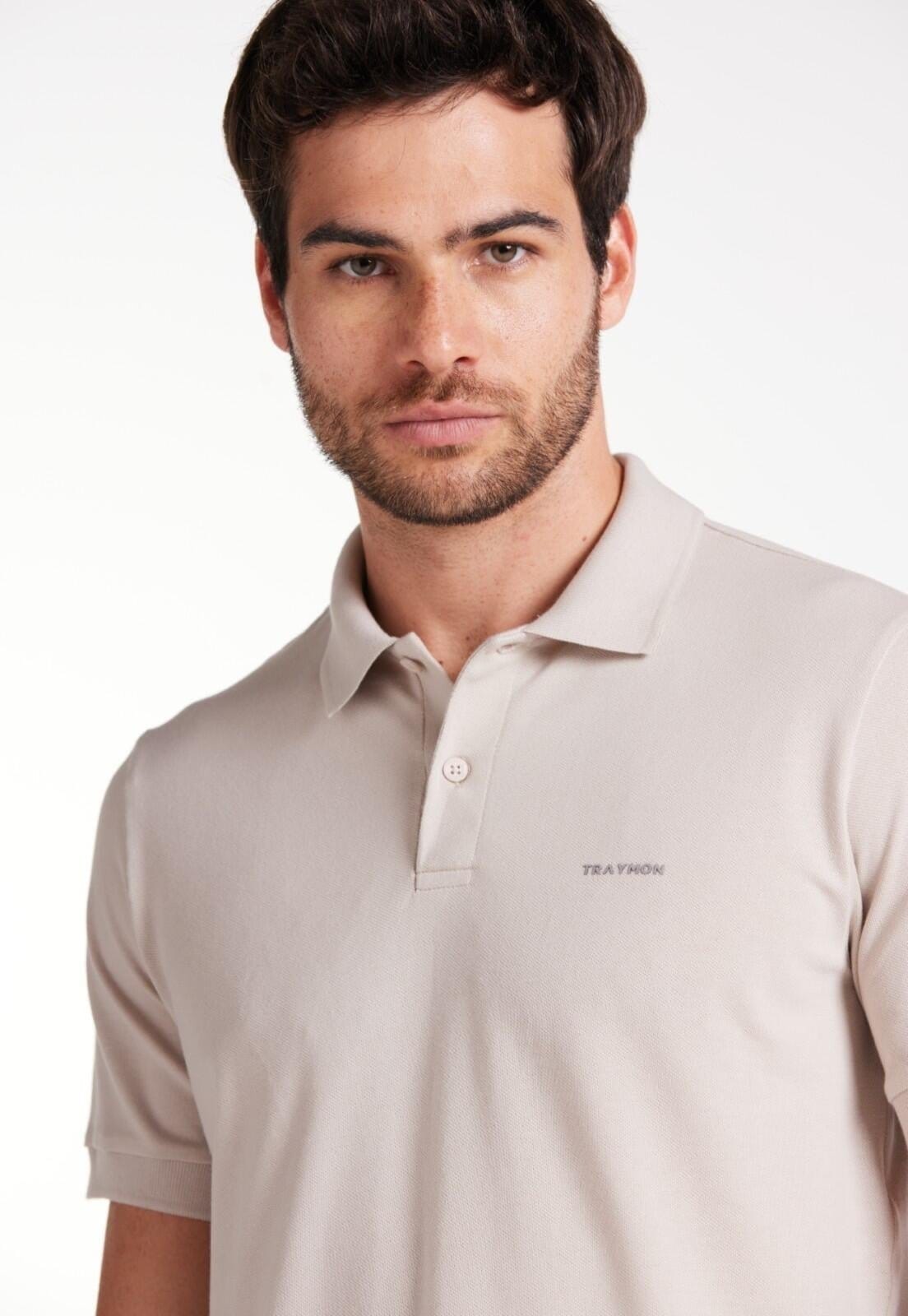 Polo Pima Traymon Slim Manga Curta Gelo