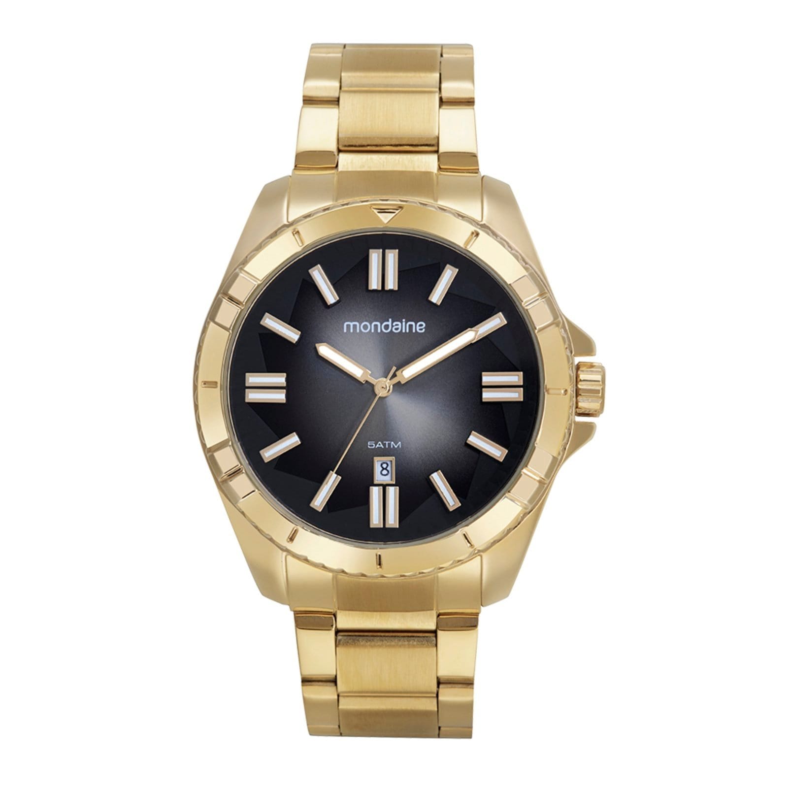 Vista 2 Kit Relógio Masculino Com Chaveiro Multifunção Mondaine dourado