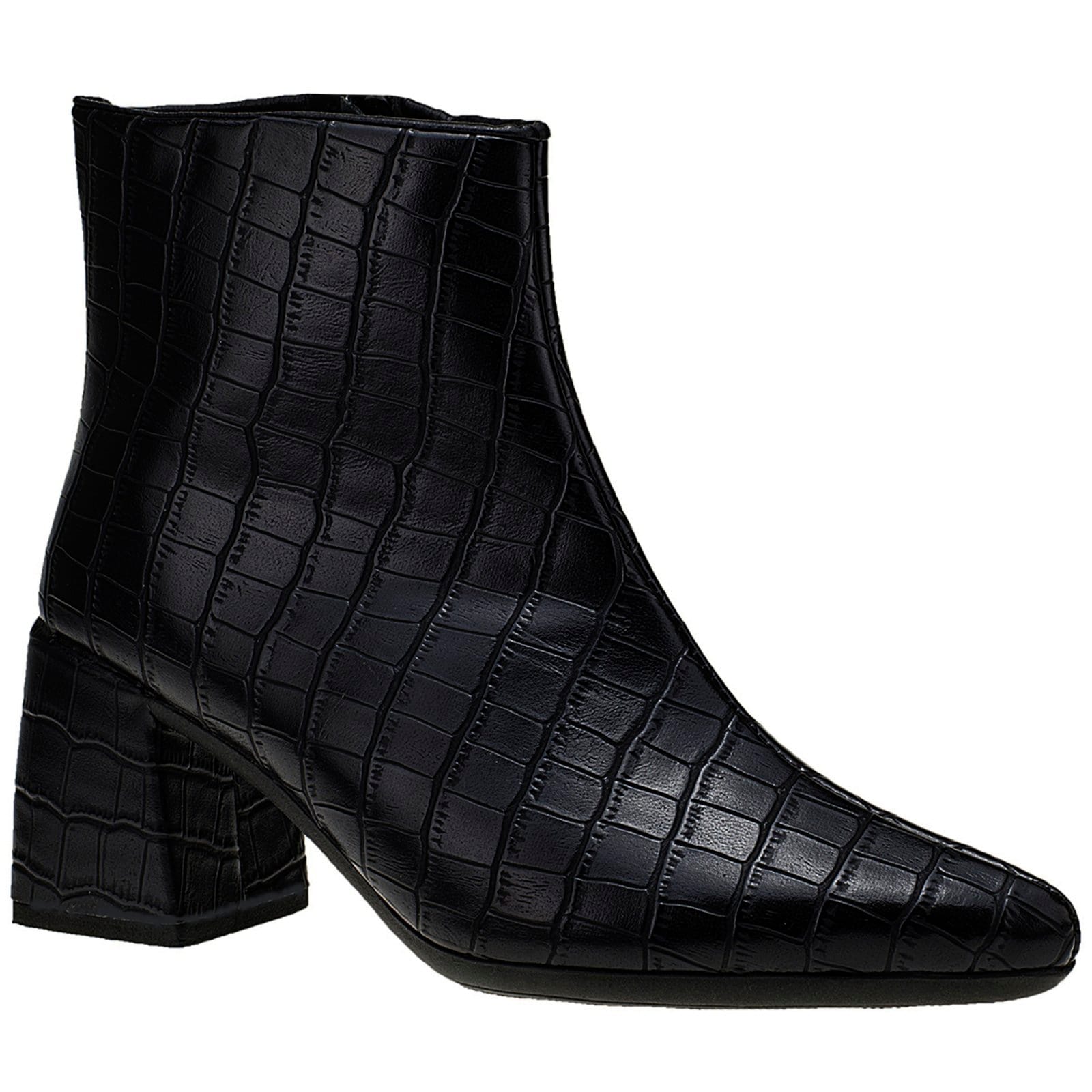 Vista 2 Bota Feminina Salto Baixo Bico Fino Shekinah Croco Shekinah preto