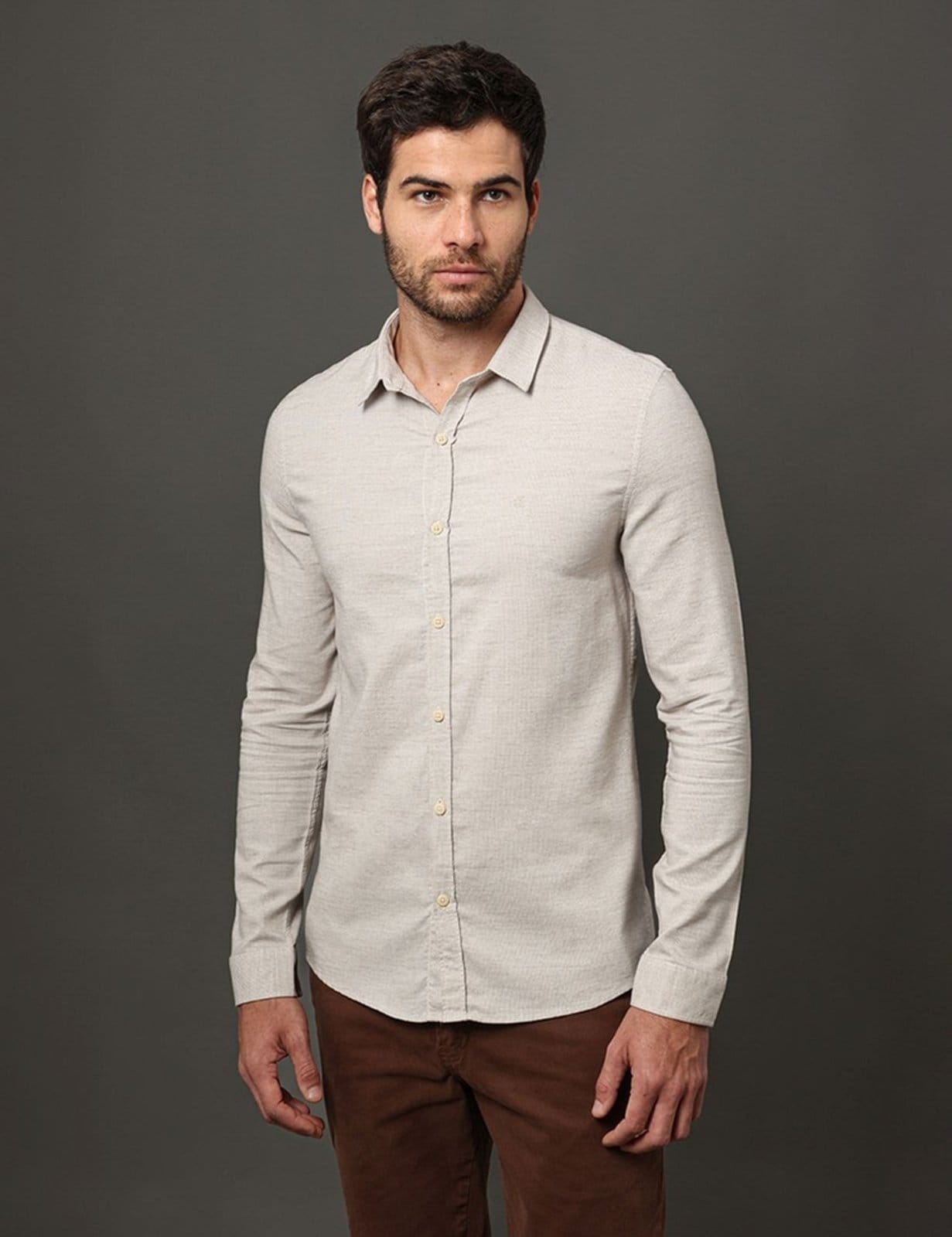 Camisa Masculina Slim Tela Calvin Klein Jeans - Off White