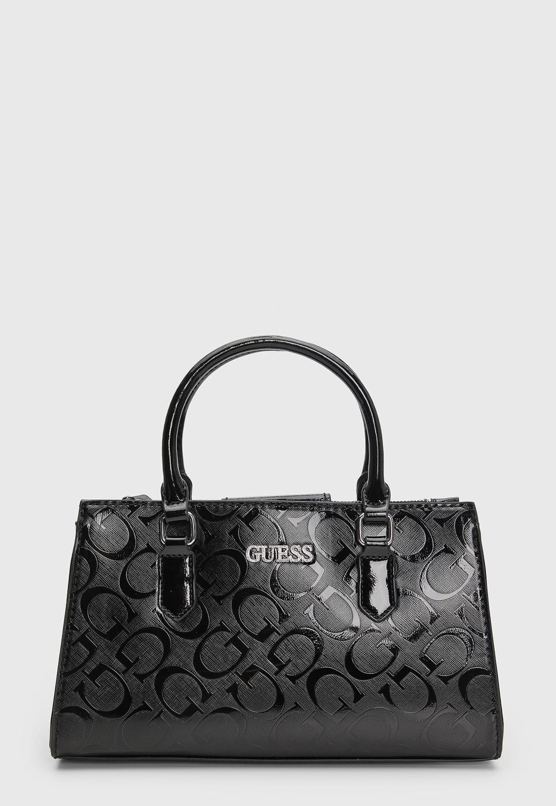 Bolsa Grande Feminina Guess Monograma Alto-Relevo Preta