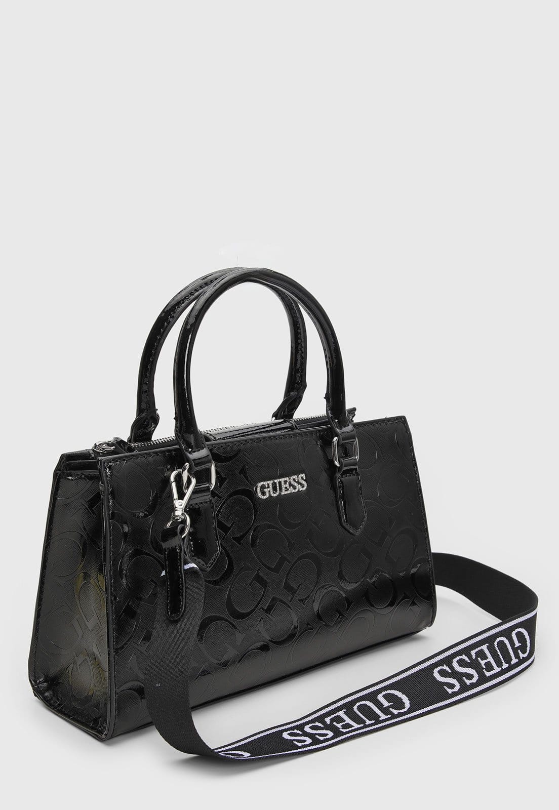 Vista 2 Bolsa Grande Feminina Guess Monograma Alto-Relevo Preta Guess preto