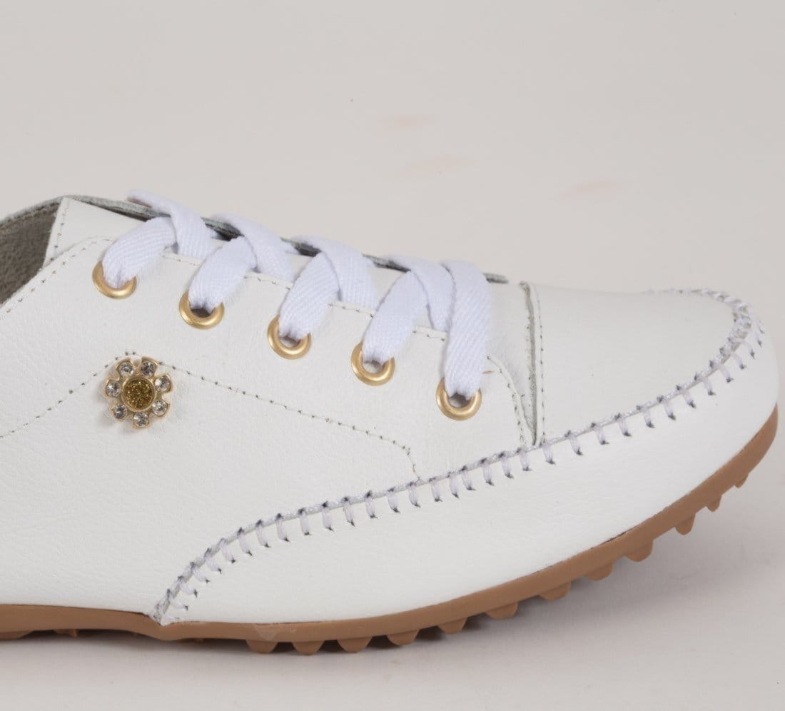 Vista 2 Tênis Sapatênis Giulia Capri em Couro Coleção 2025 - Cod100 diRavena branco/off-white