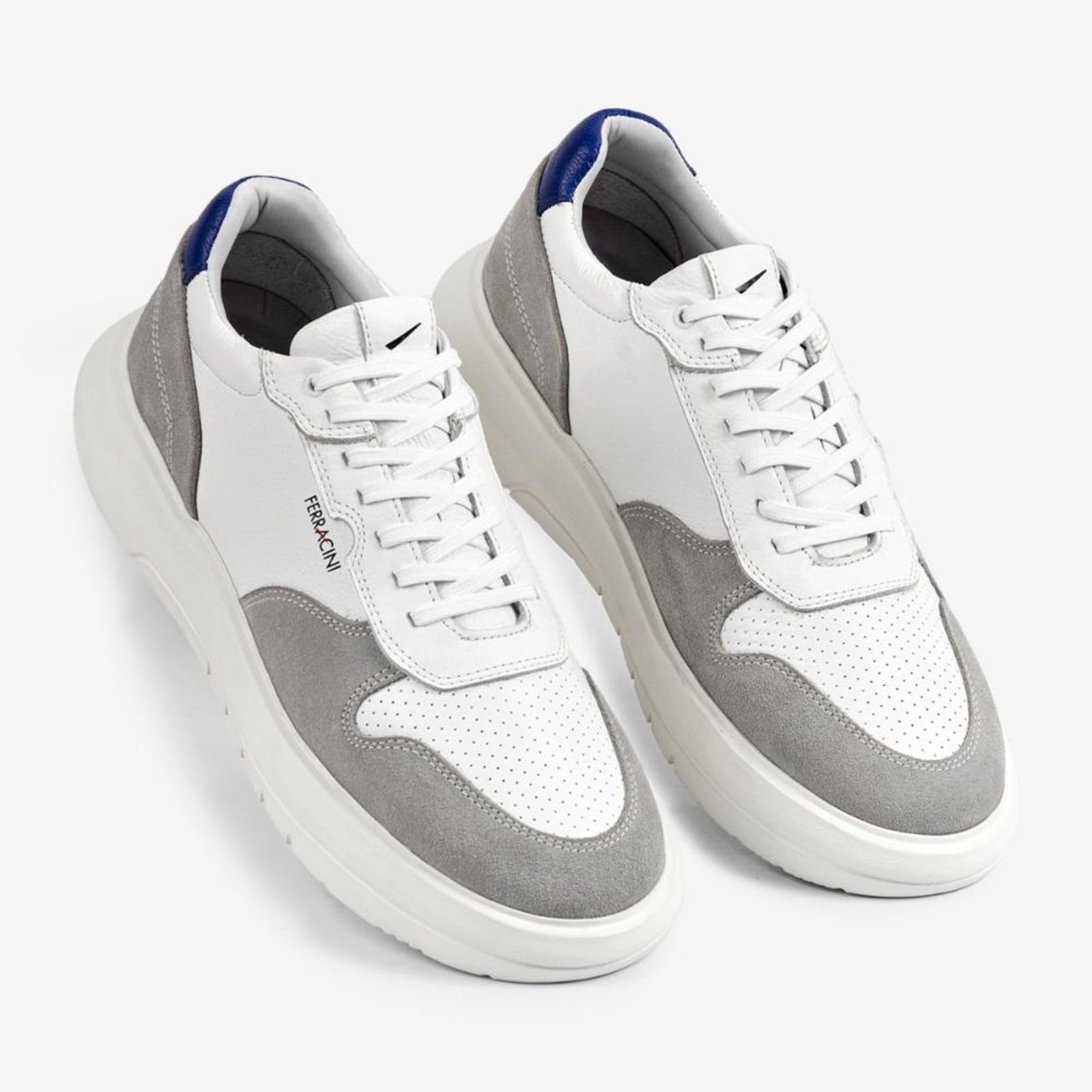 Vista 2 Tênis Sneaker Masculino Couro Legítimo Ferracini Energy Cinza 8287-695E FERRACINI branco