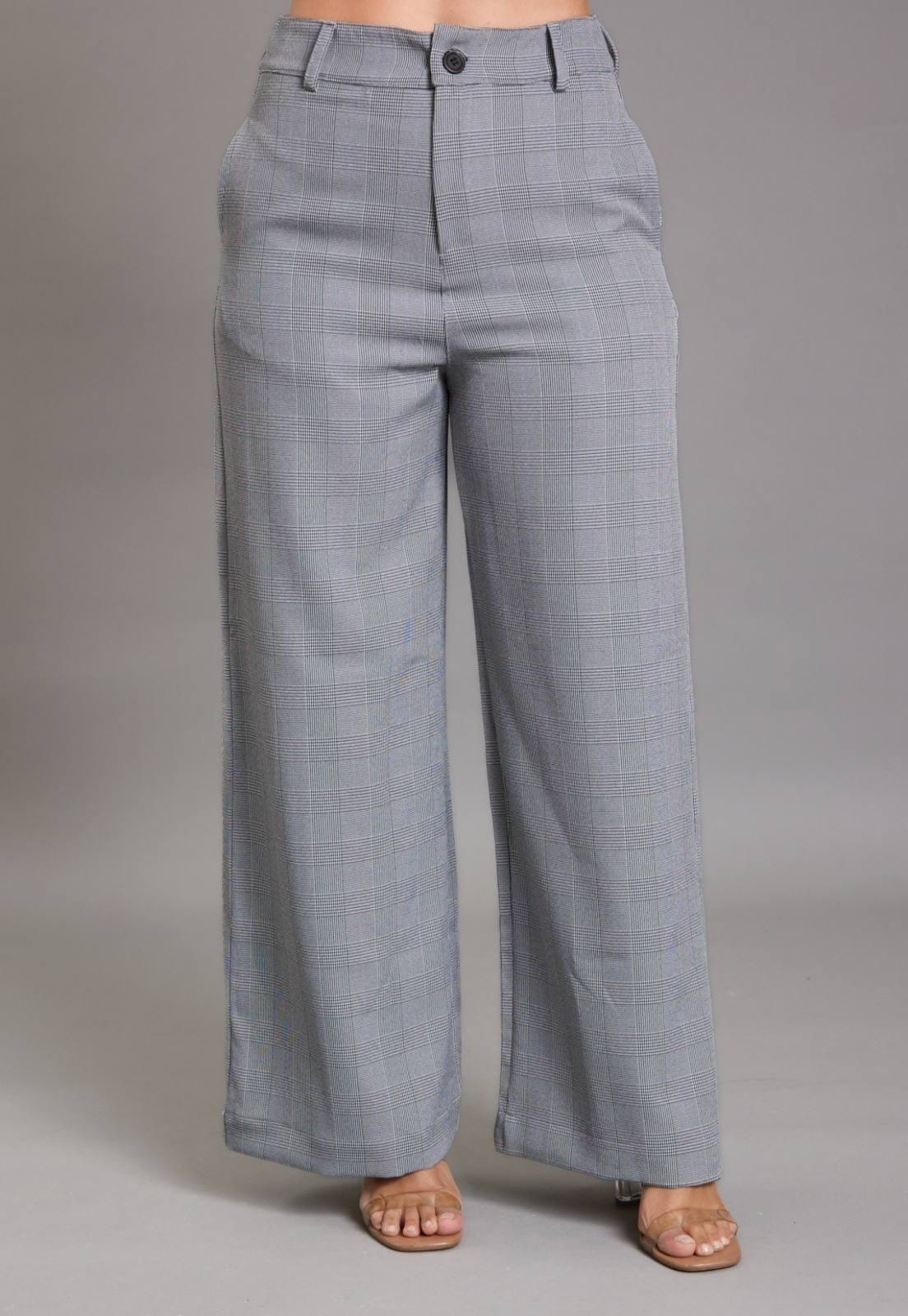 Calça Pantalona Feminina Vhf Variedades Confortável e Estilosa Xadrez