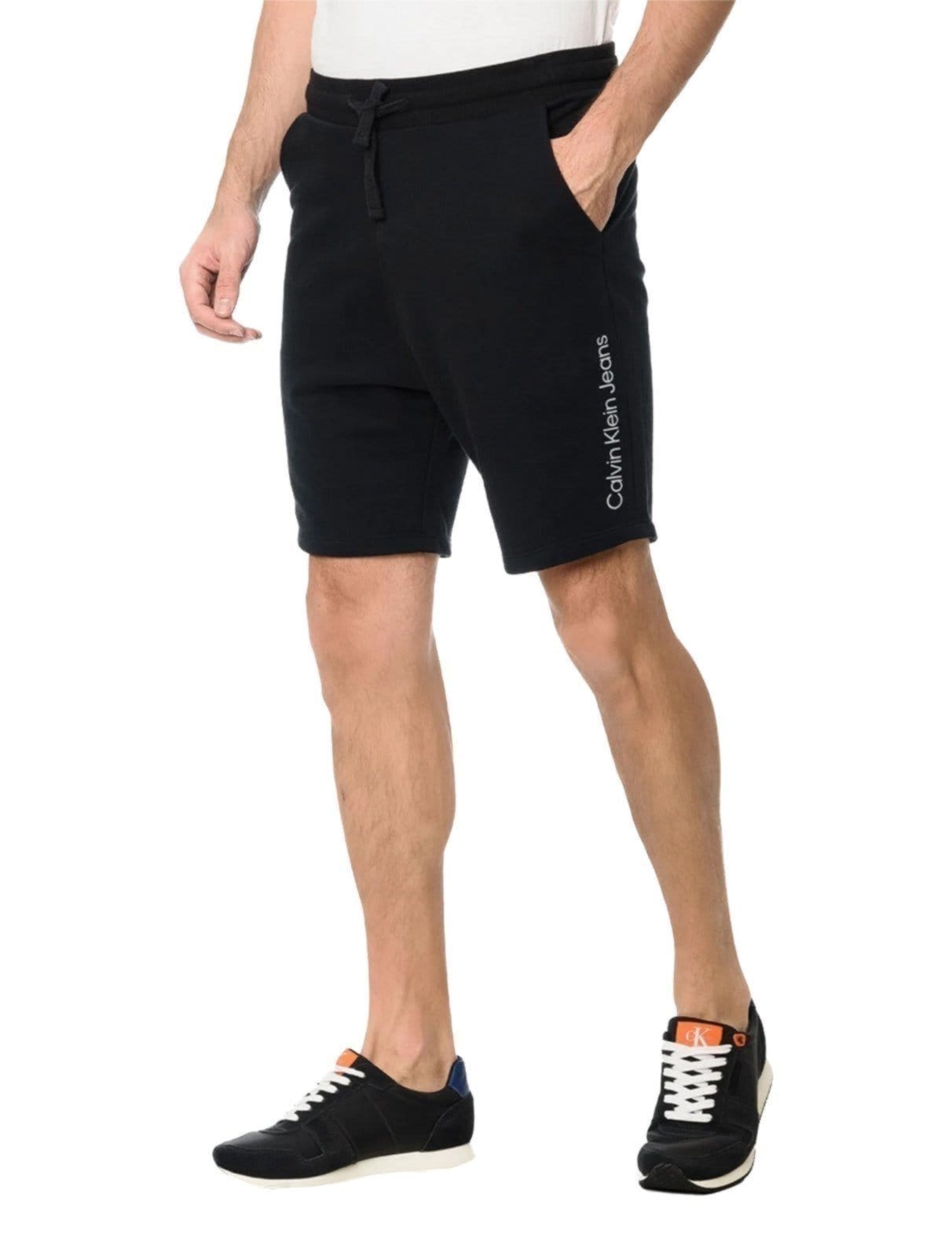 Bermuda Calvin Klein Jeans Moletom Lateral Logo Preta