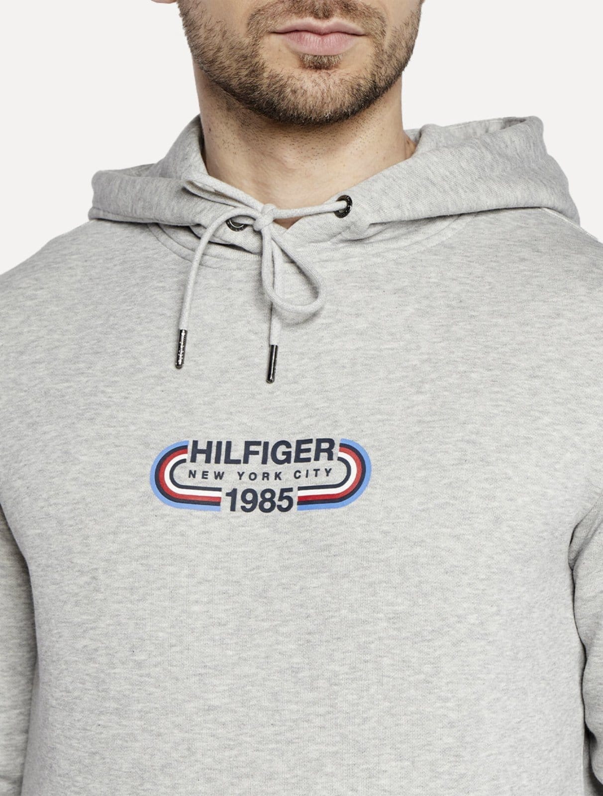 Vista 2 Moletom Tommy Hilfiger Masculino Track Graphic Hoodie Mescla Tommy Hilfiger cinza