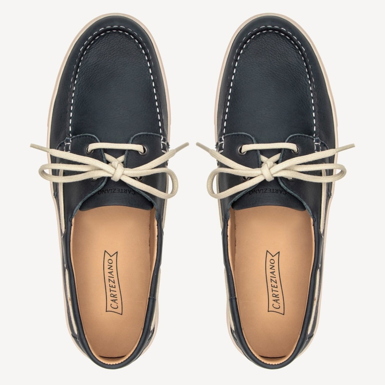 Vista 2 Dockside Masculino em Couro Tuna Navy Carteziano azul marinho navy