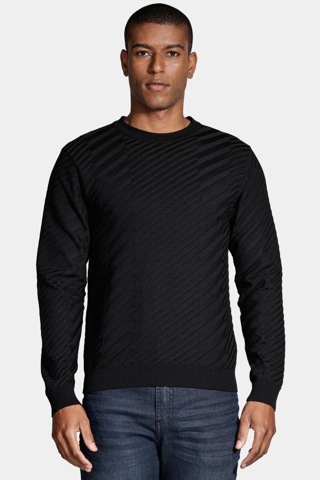 Tricot Aramis Manga Longa Viscose Jacquard Faixas