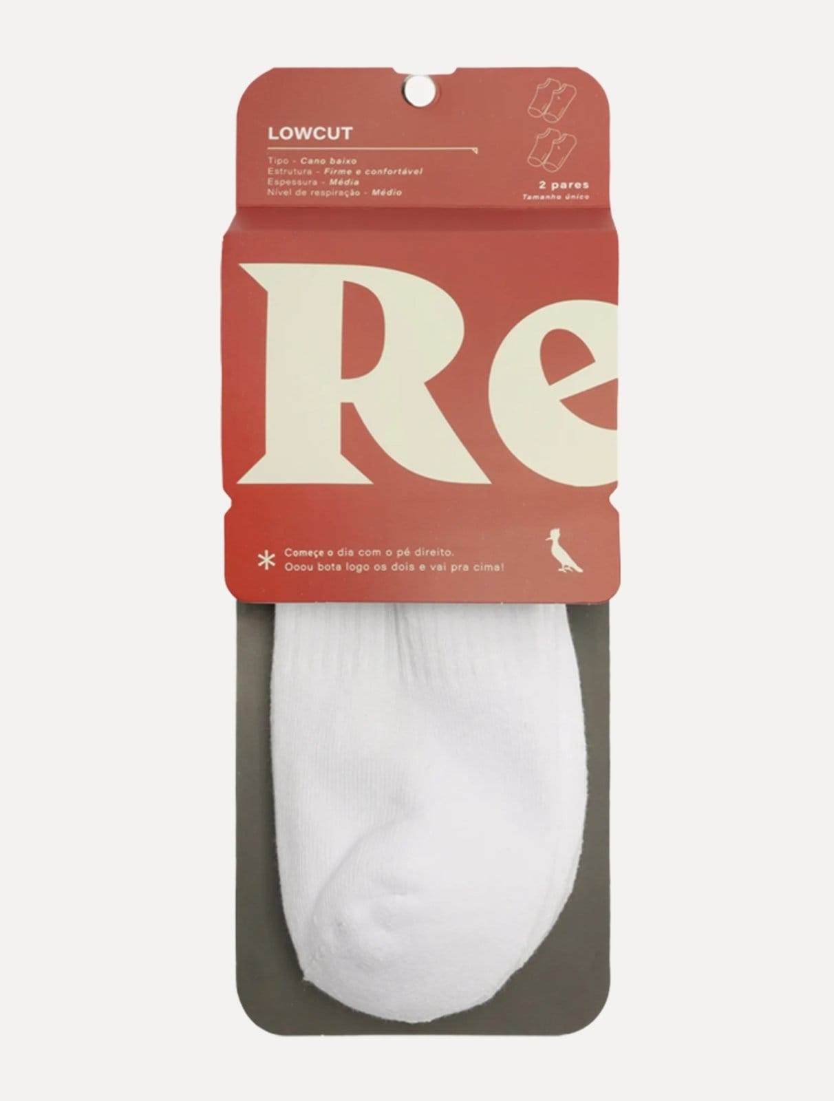 Meia Reserva Masculina Cano Curto Pica-Pau Bordado Branca Kit 2 Pares - 2