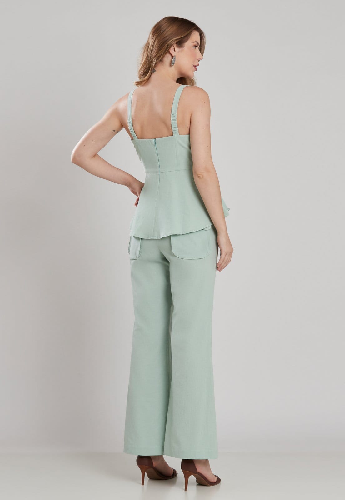 Vista 2 Conjunto Blusa Calça Algodão Creponado Miss Joy MISS BY JOY verde