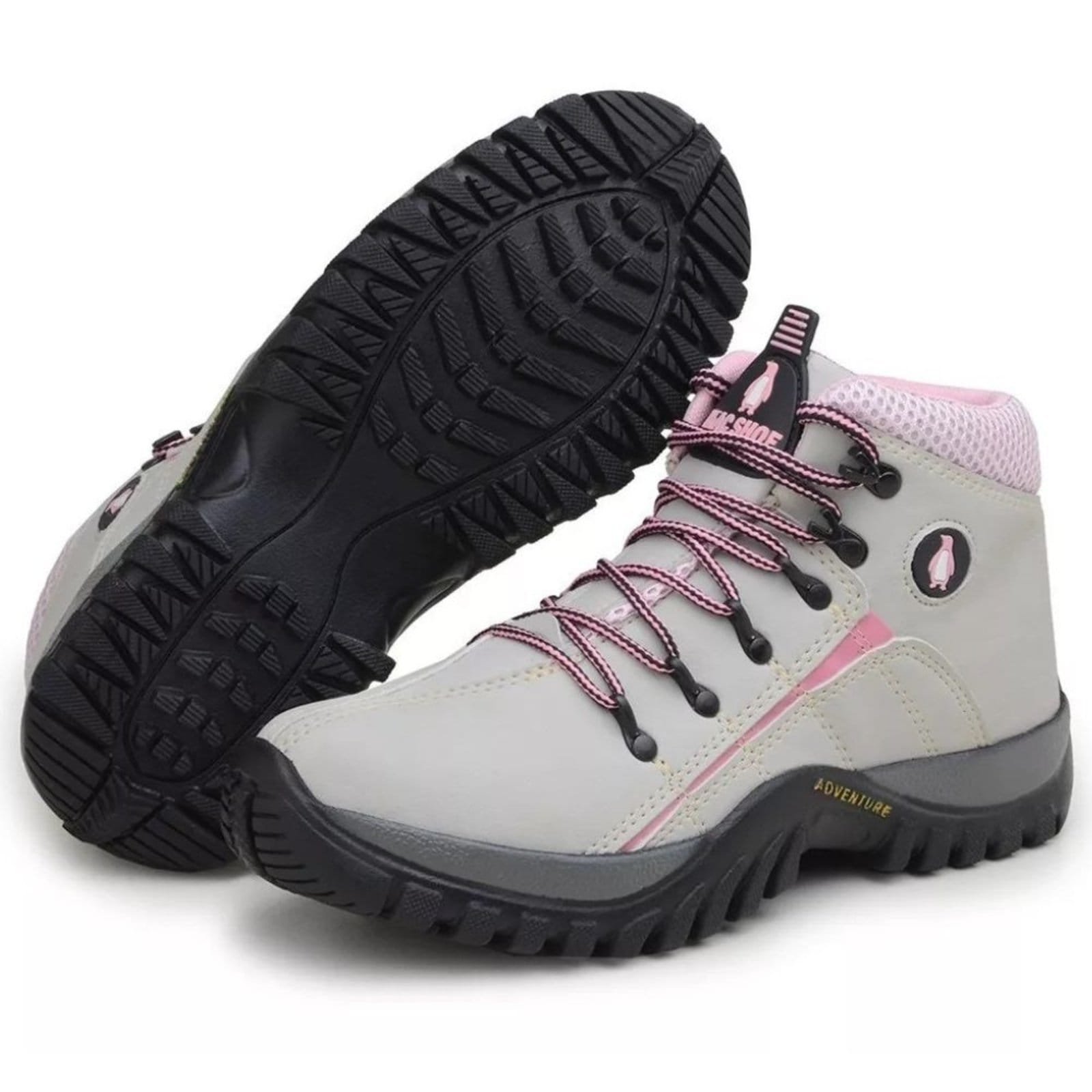 Bota Coturno Bia Ramos Adventure Feminino para Trilha Trekking Confortavel Creme Rosa