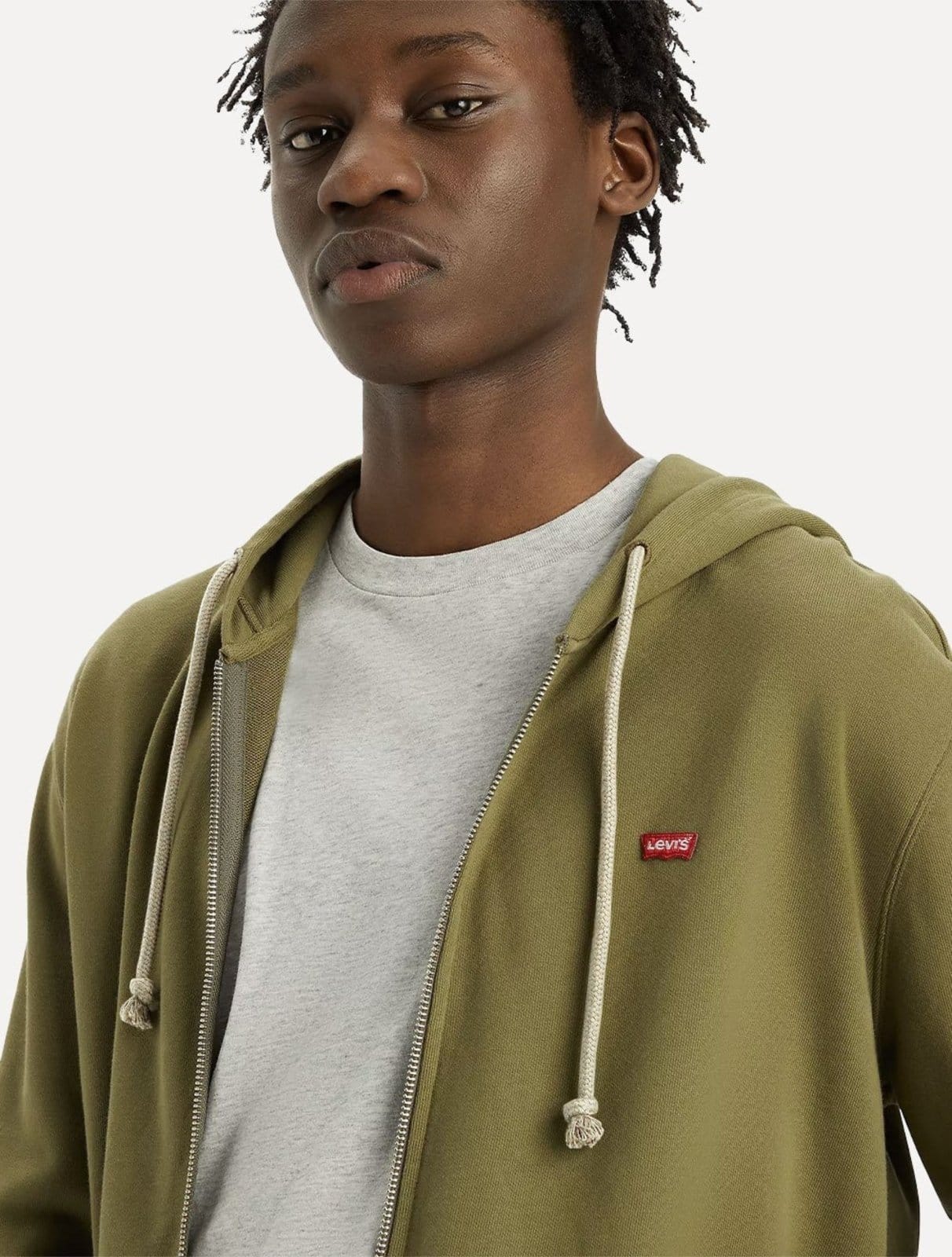 Vista 2 Moletom Levis Masculino Full Zip Hoodie Icon Oliva Levis verde