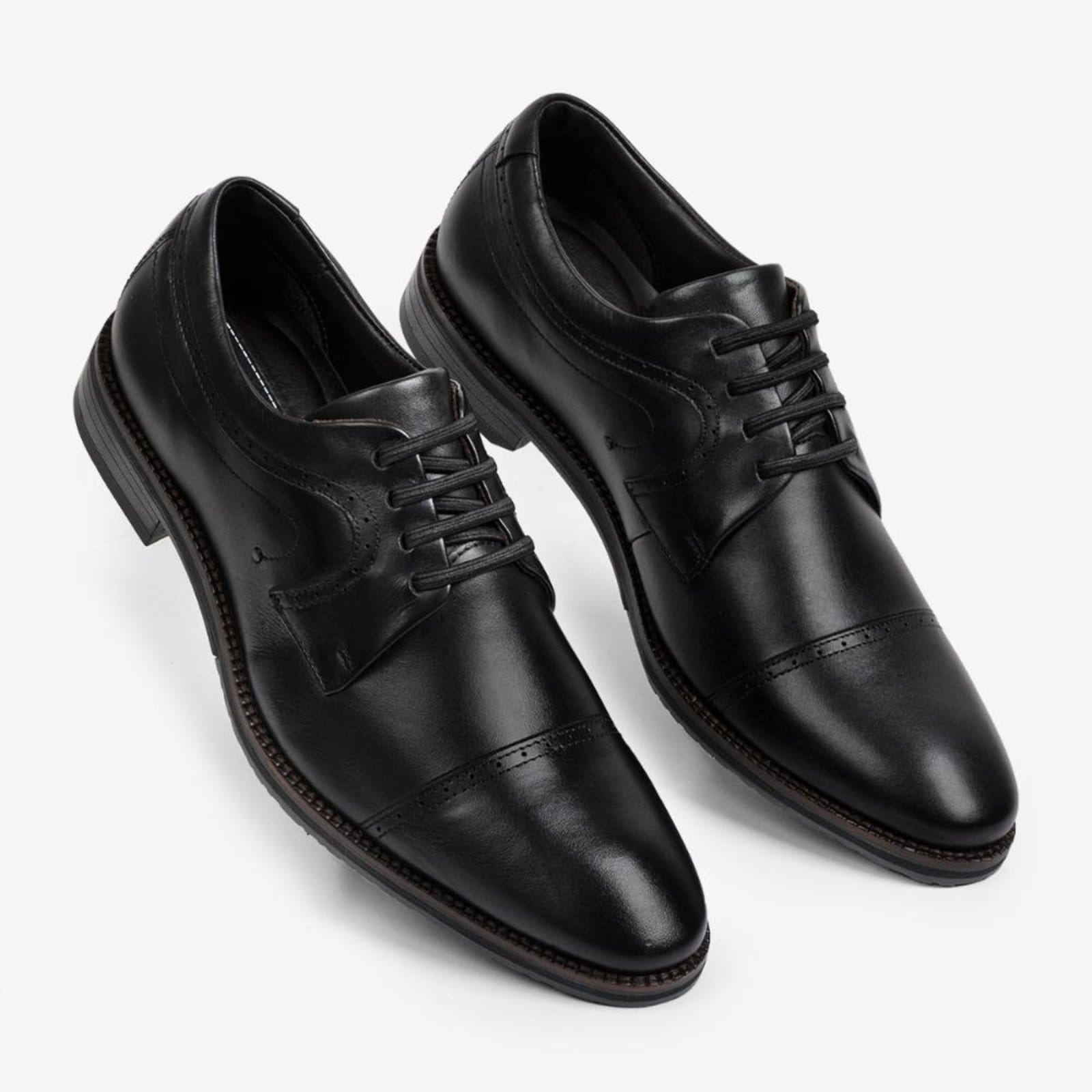 Vista 2 Sapato Social Masculino Couro Legítimo Ferracini Bentley Recortes Detalhes 3940-660G FERRACINI preto