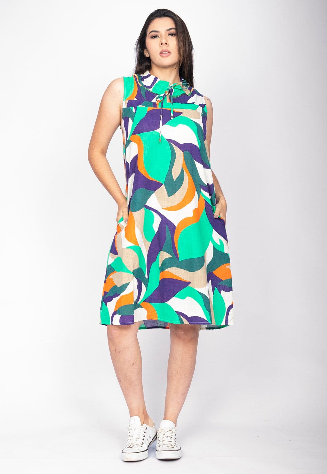 Vestido Midi Cabanafree Viscose Piaf Brisa do Mar