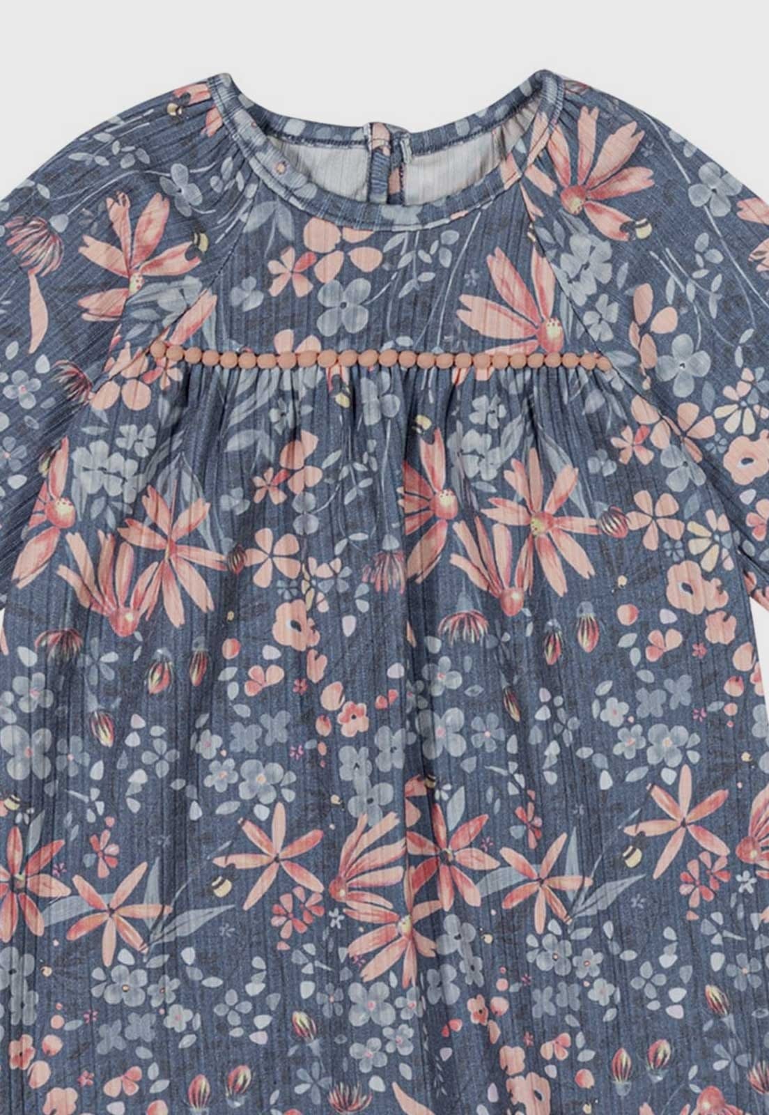 Vista 2 Infantil - Vestido Colorittá Floral Babados Colorittá azul