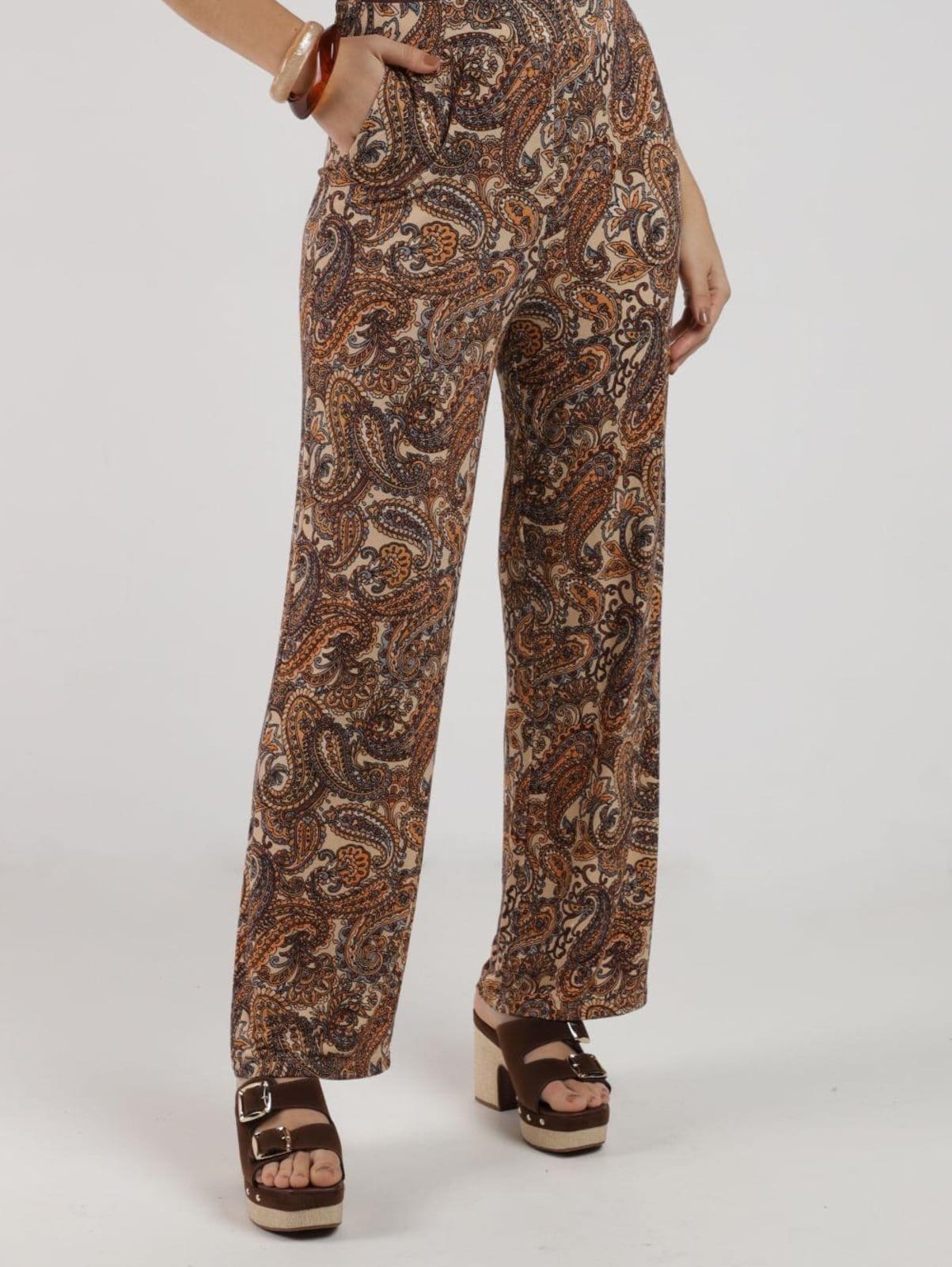 Calça Malha Crepe Reta Autentique Feminina BEGE