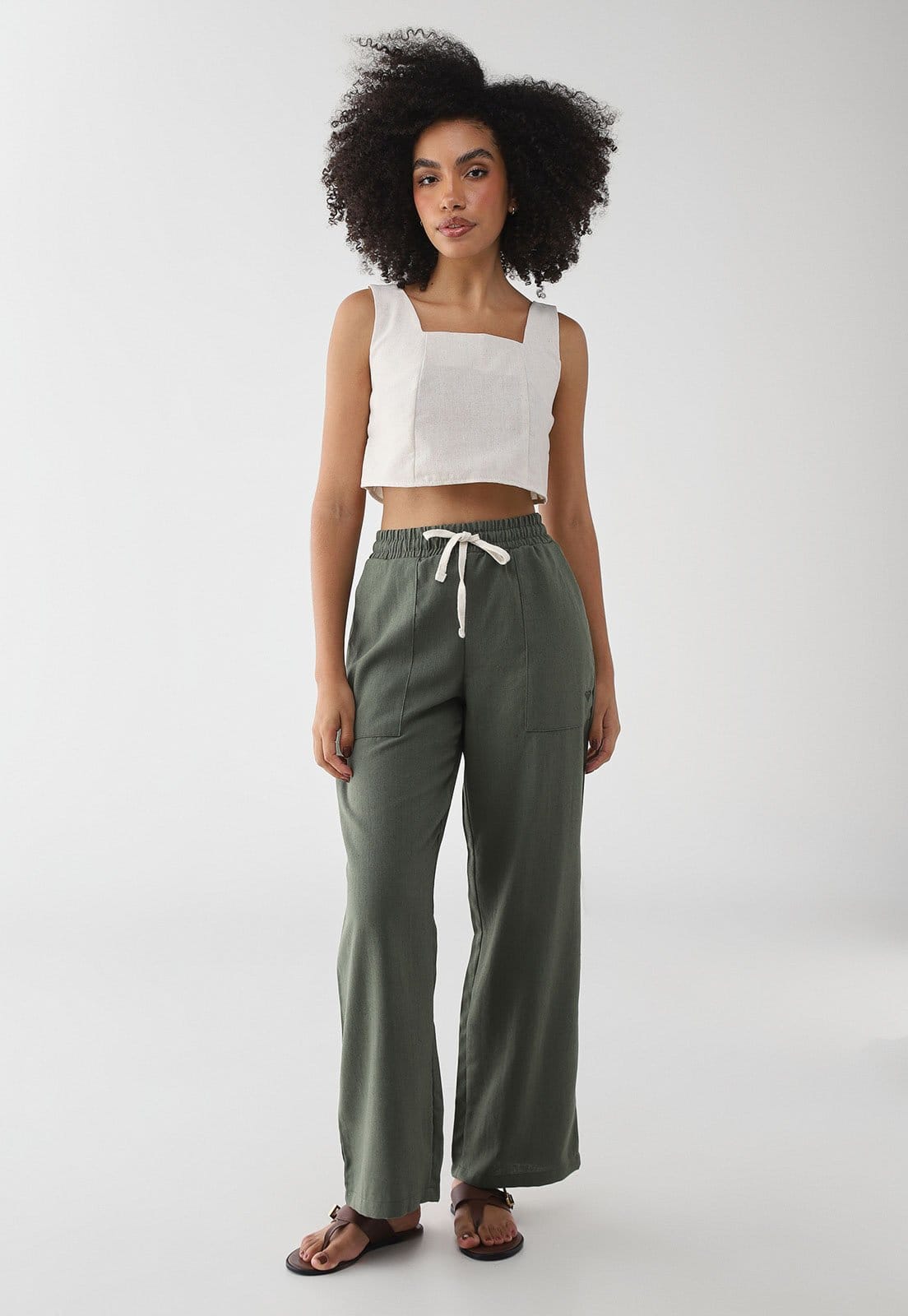 Vista 2 Calça Feminina Roxy Free Time Militar Roxy verde