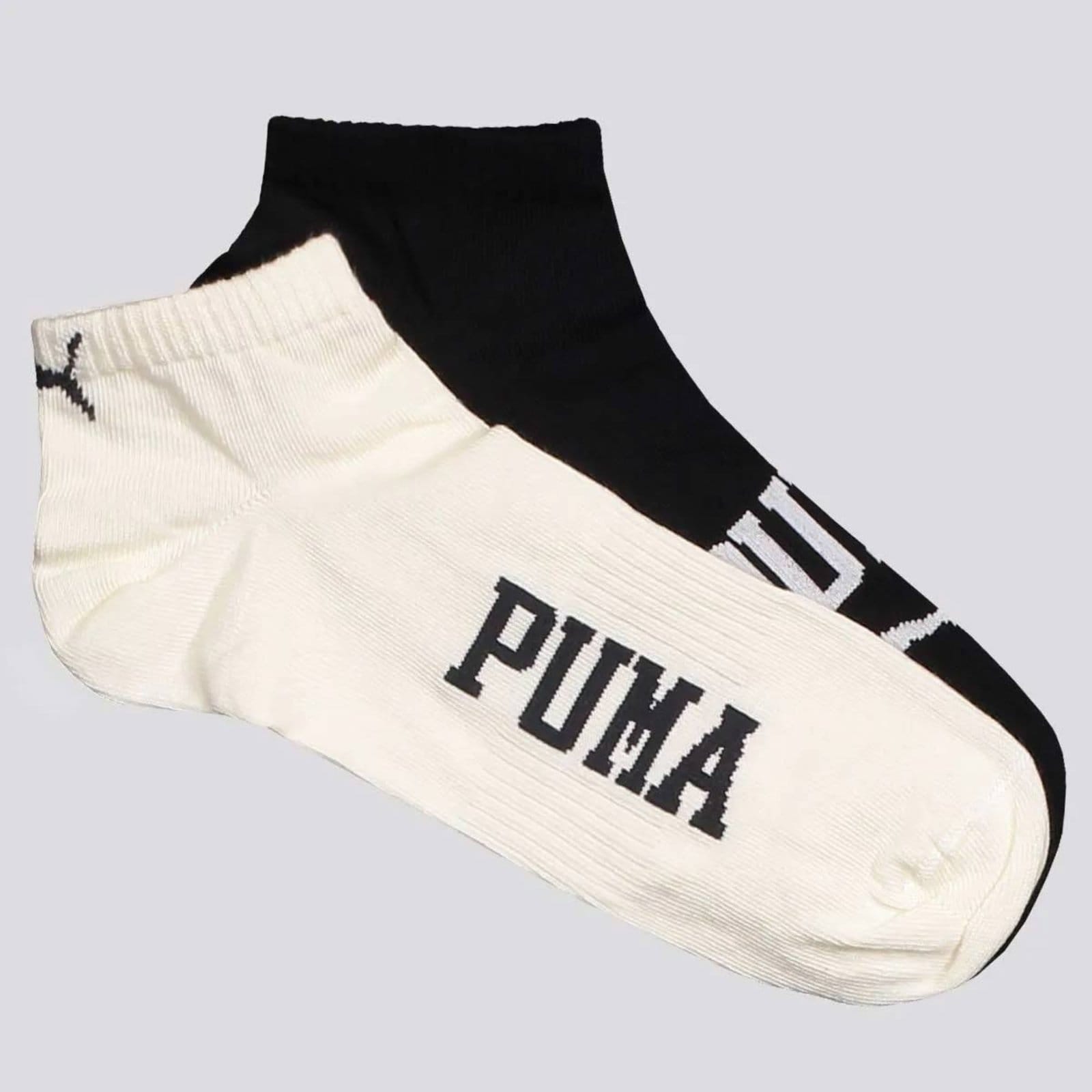 Kit Meia Puma Sapatilha Everday 6 Logo Pares Off White e Preta - 2