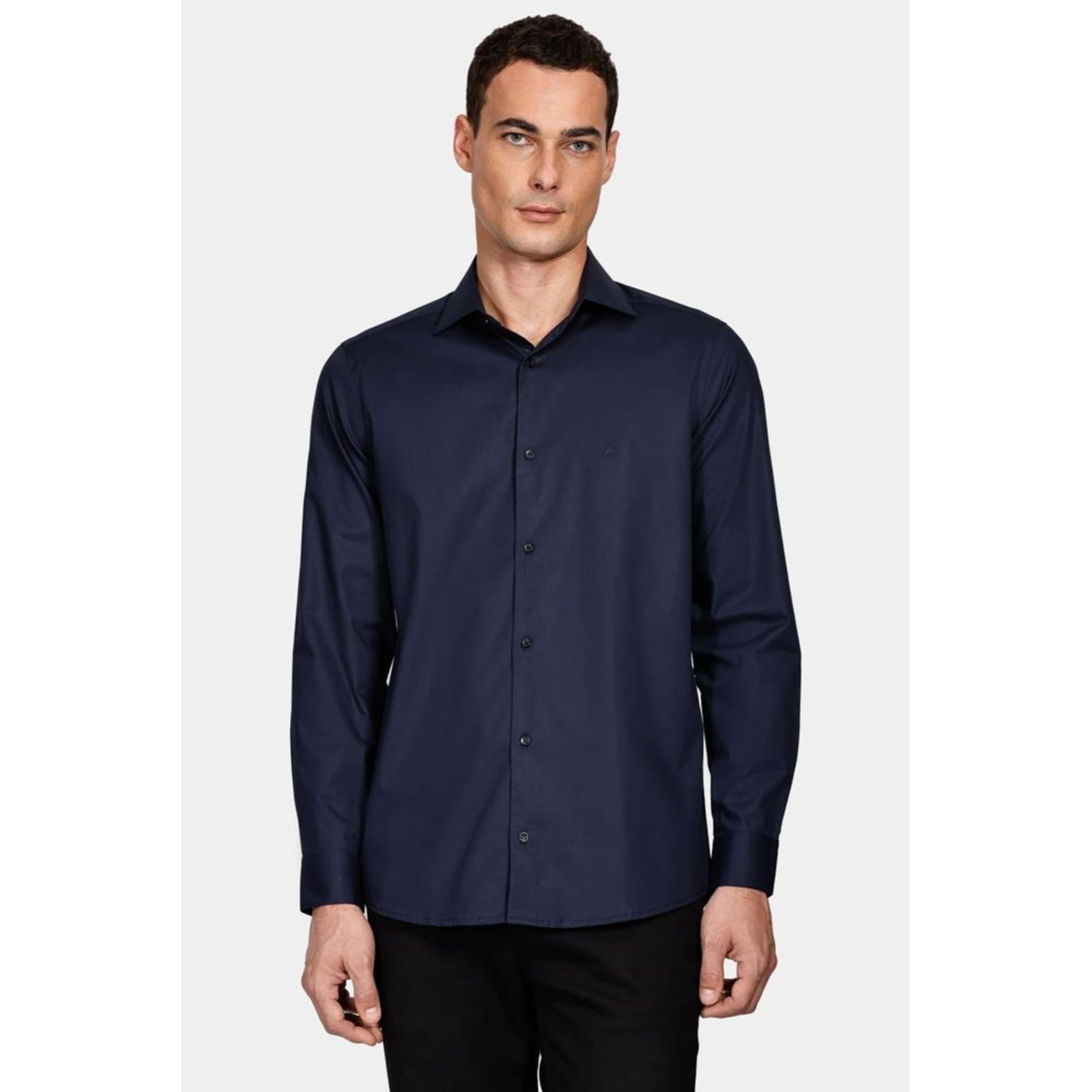 Camisa Slim Social Com Elastano Marinho
