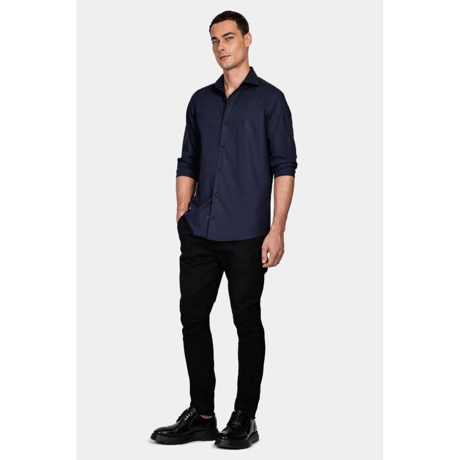 Vista 2 Camisa Slim Social Com Elastano Marinho Aramis incolor