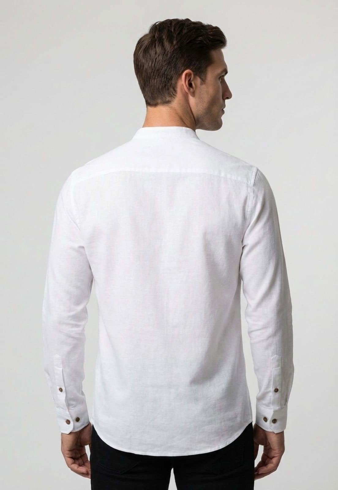 Vista 2 Camisa Masculina Aleatory Gola Padre Branca Aleatory branco