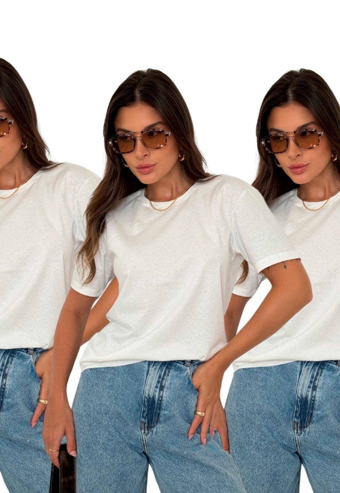 Kit 3 Camisetas Cianitas Lisas Off 100% algodão