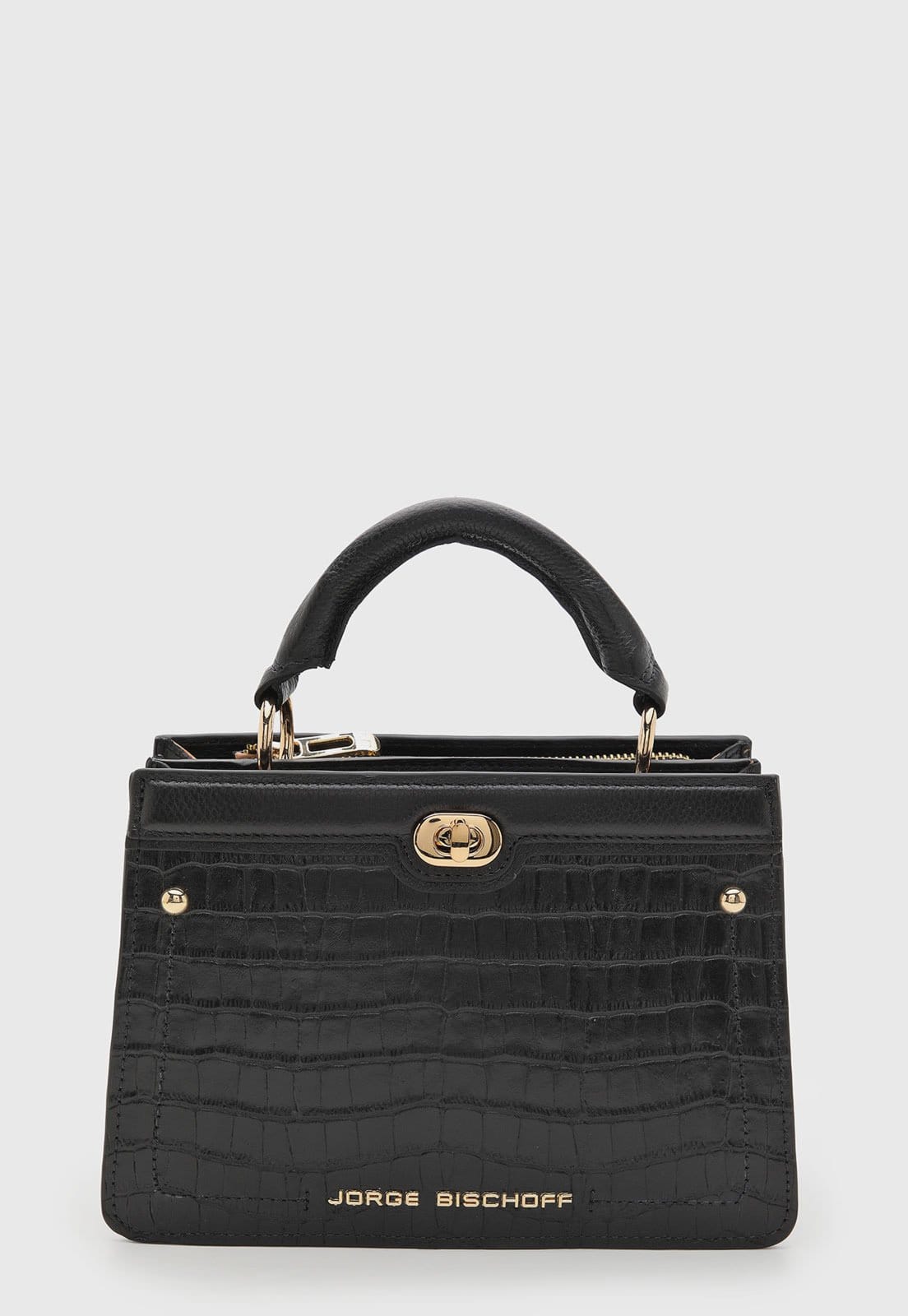Bolsa Feminina Jorge Bischoff Grande Croco Preta