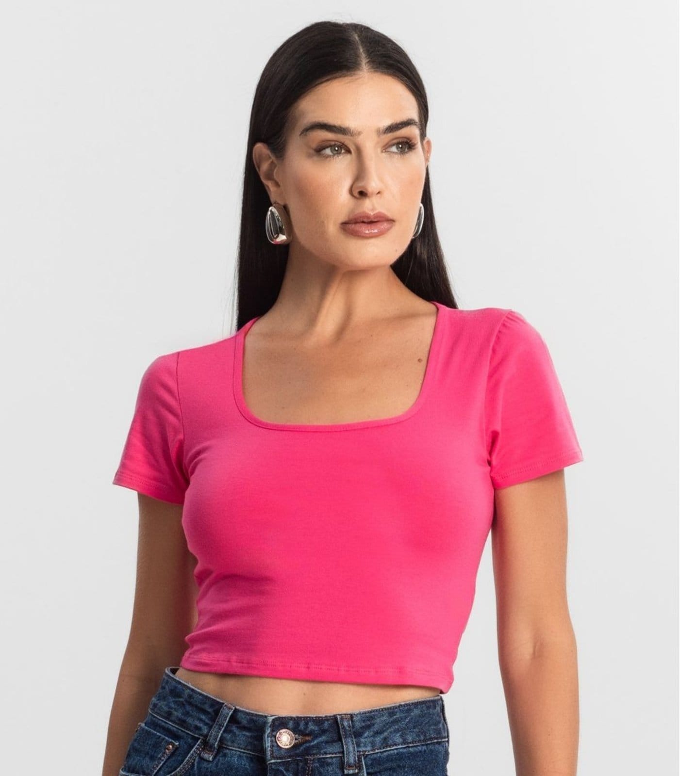 Vista 2 Blusa Cropped Feminina Rovitex Rovitex Básicos rosa