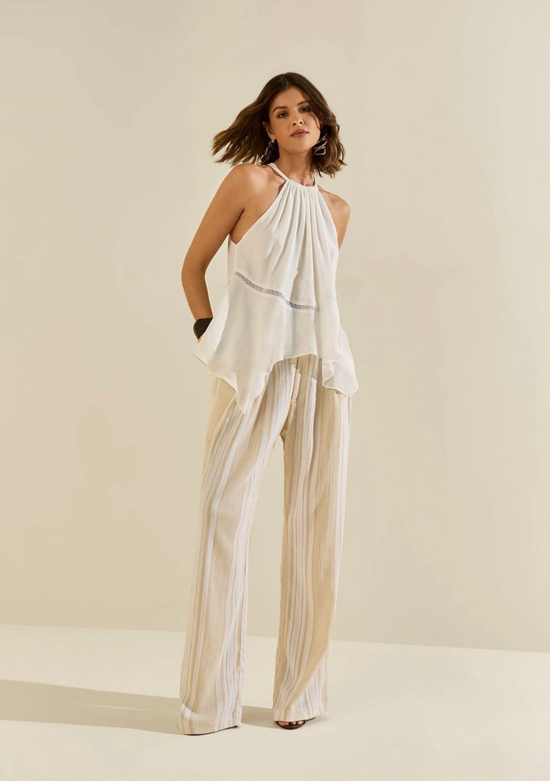 Calça Morena Rosa Wide Alta Estampado