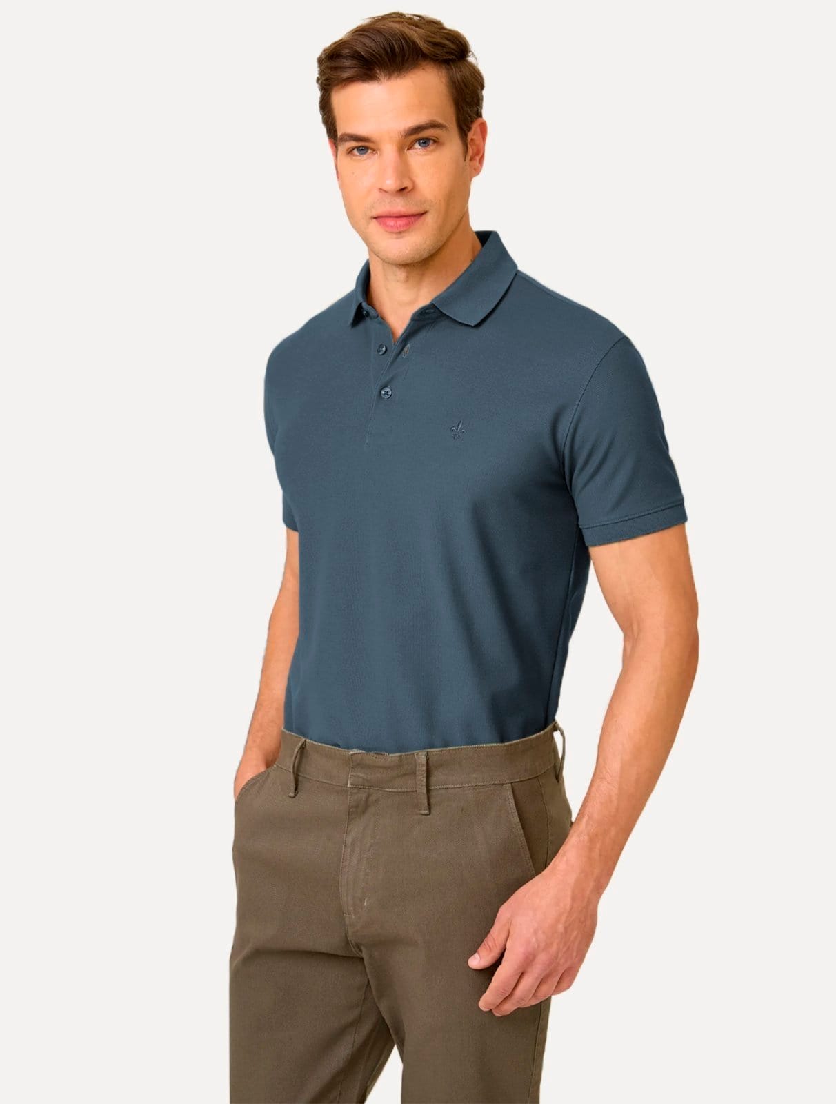 Vista 2 Polo Dudalina Piquet Essentials Cotton Basica Modal Escuro Dudalina verde