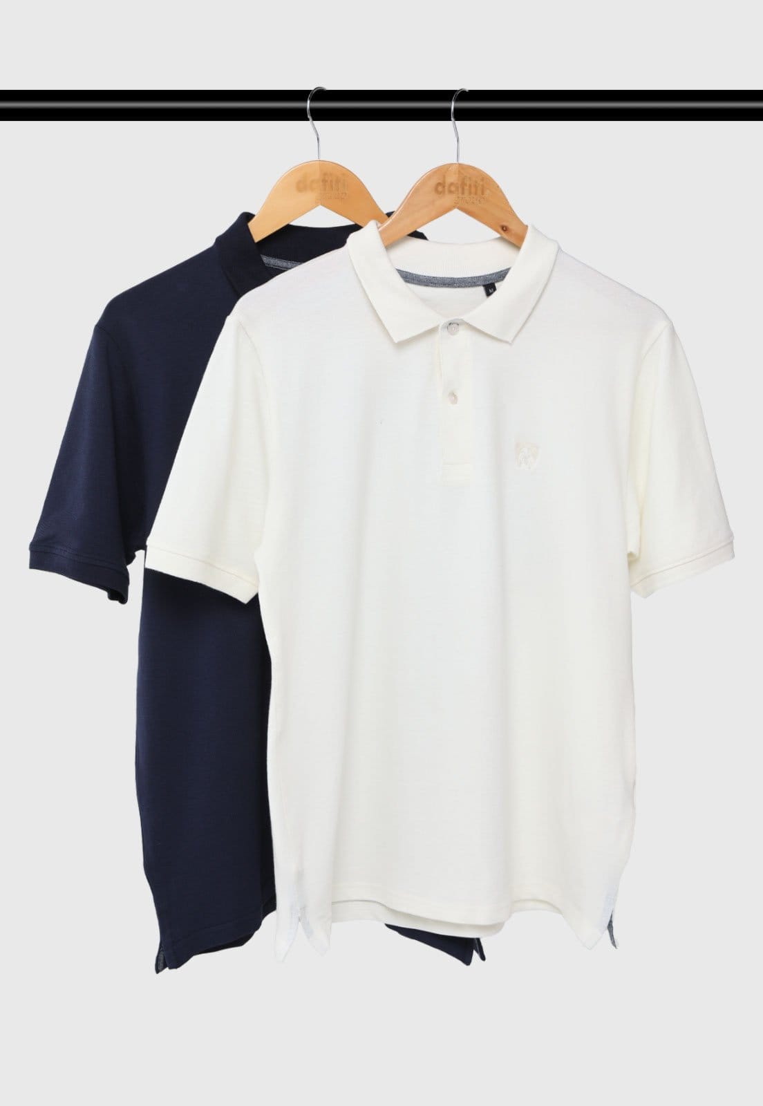 Kit 2 Camisa Polo Masculina MR Kitsch Slim Off-white e Azul Marinho
