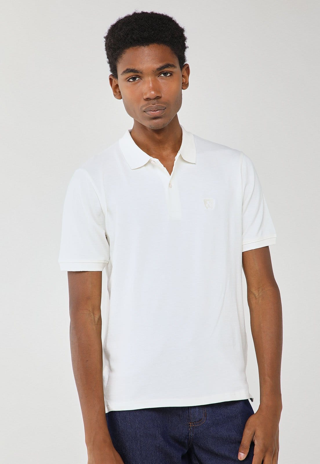Vista 2 Kit 2 Camisa Polo Masculina MR Kitsch Slim Off-white e Azul Marinho MR. KITSCH off-white white