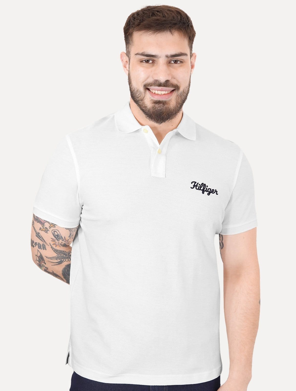 Polo Tommy Hilfiger Masculina Regular Piquet Graphic Icon Embroidery Branca