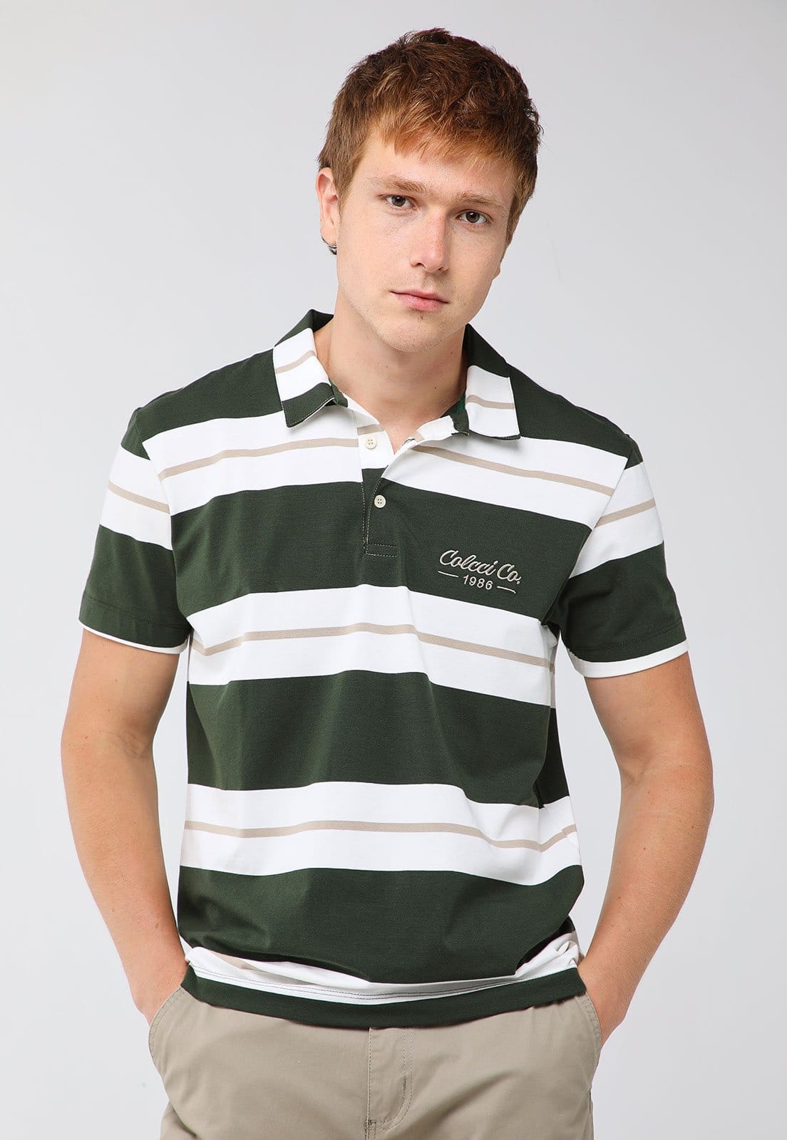 Polo Masculina Colcci Listrada Escuro
