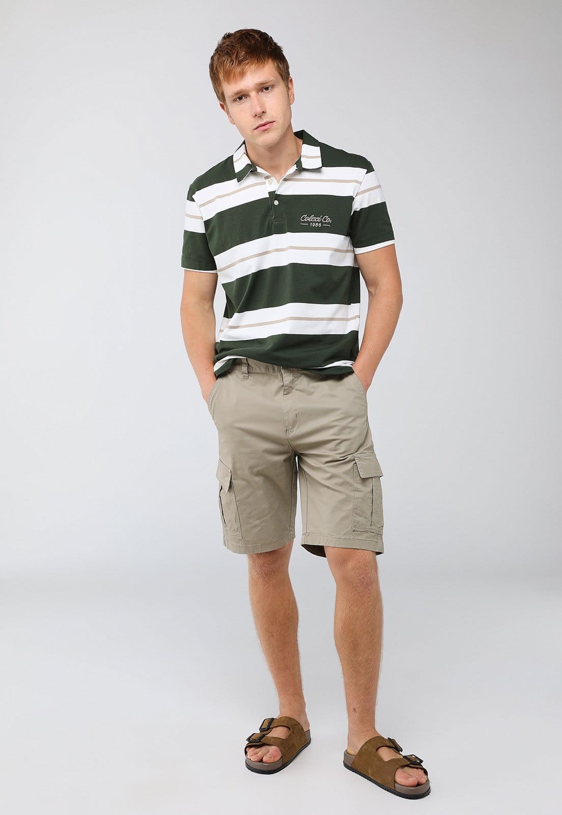 Vista 2 Polo Masculina Colcci Listrada Escuro Colcci verde