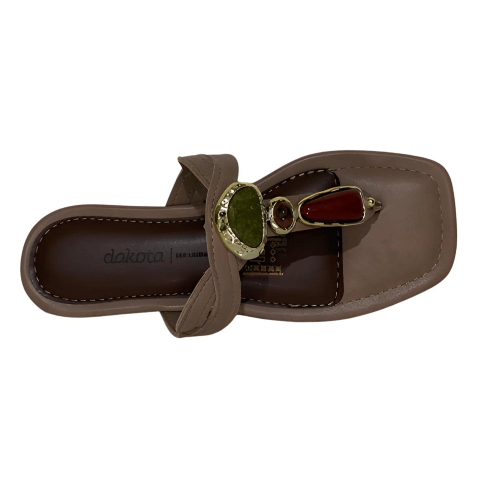 Vista 2 Rasteira Feminina Dedo Com Pedras Dakota café