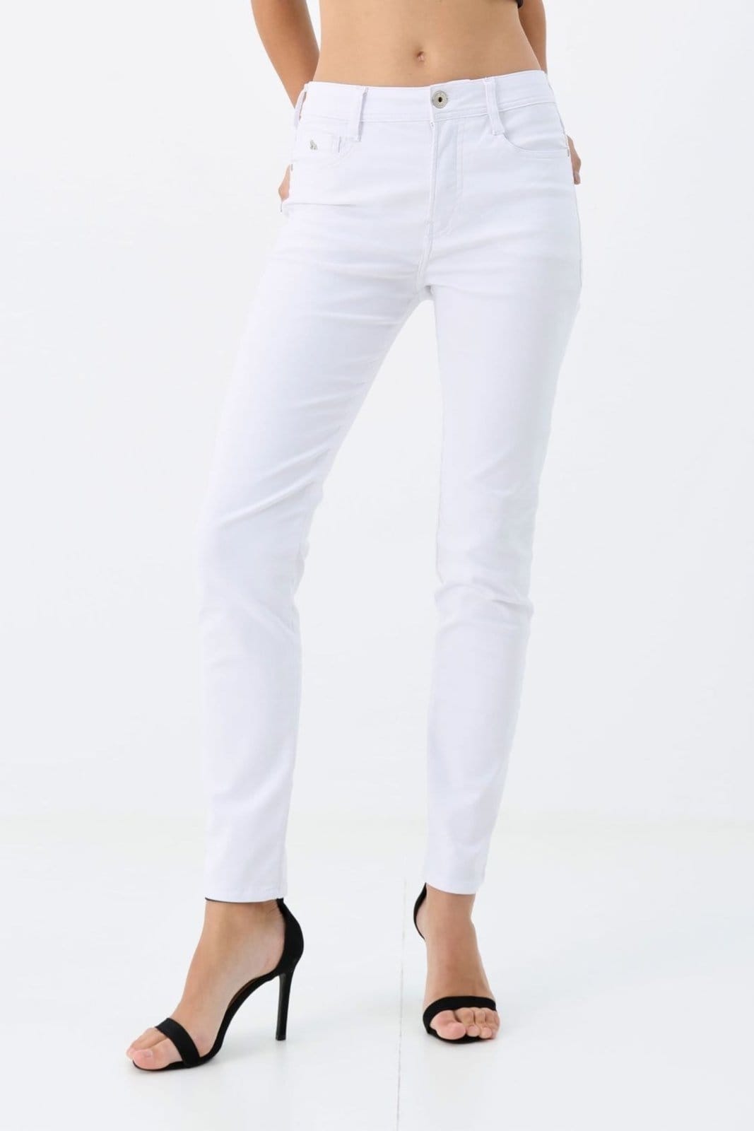 Vista 2 Calça Sarja Skinny Ajustada ACT FEMININO branco