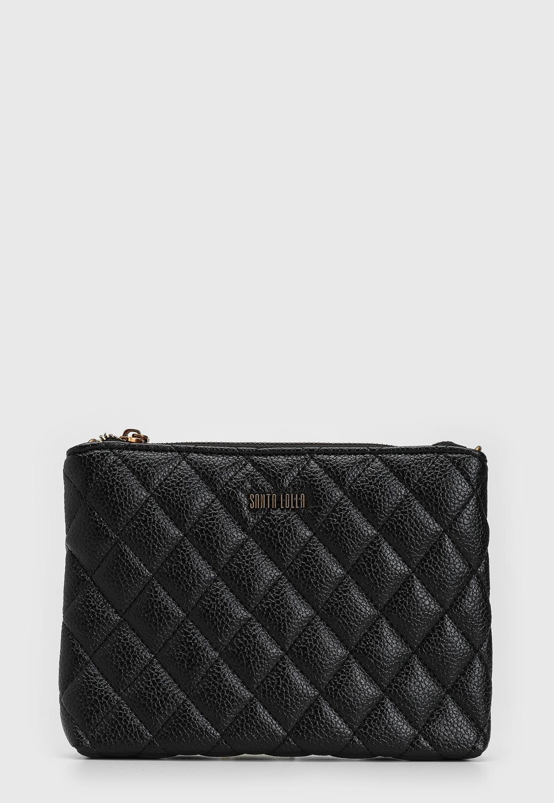 Bolsa Transversal Santa Lolla Matelassê Alça Corrente Preta