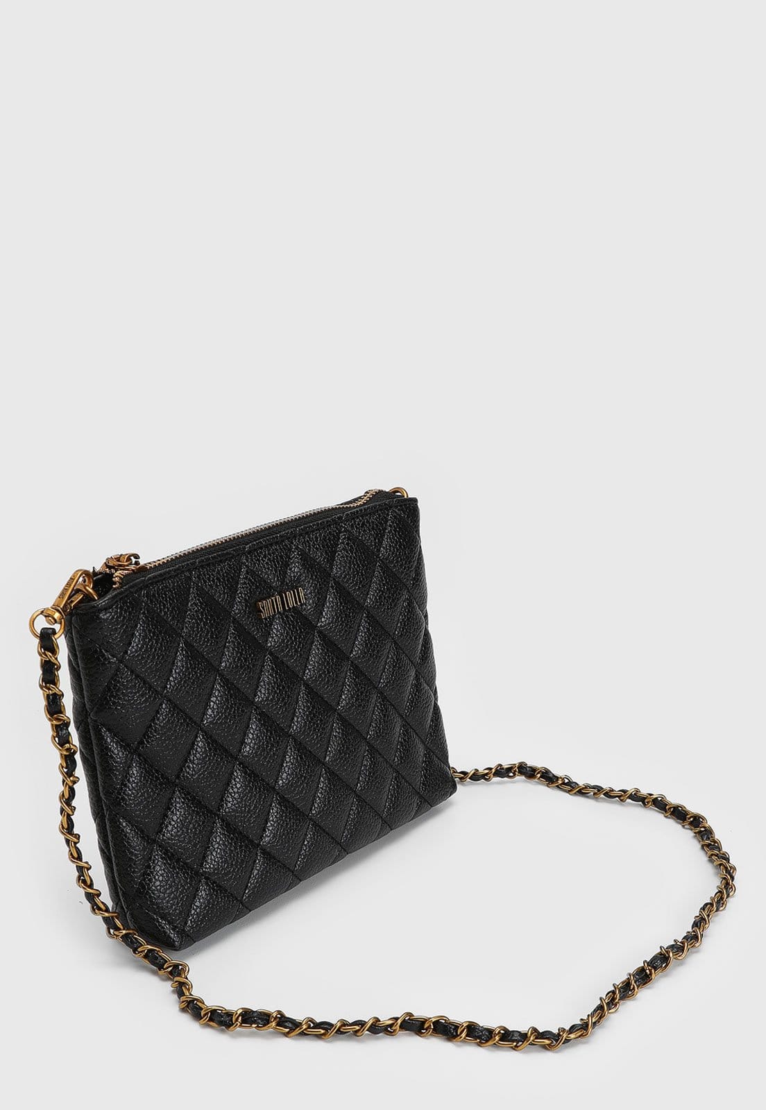 Vista 2 Bolsa Transversal Santa Lolla Matelassê Alça Corrente Preta Santa Lolla preto