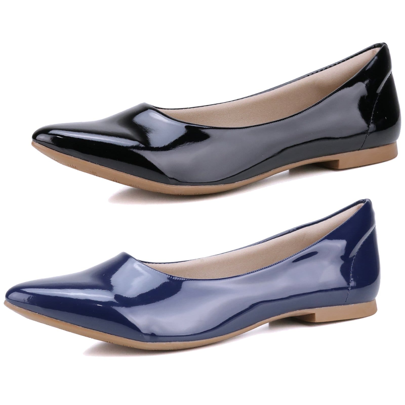 Kit 2 Pares de Sapatilha Mr Gutt Bico Fino Verniz Marinho