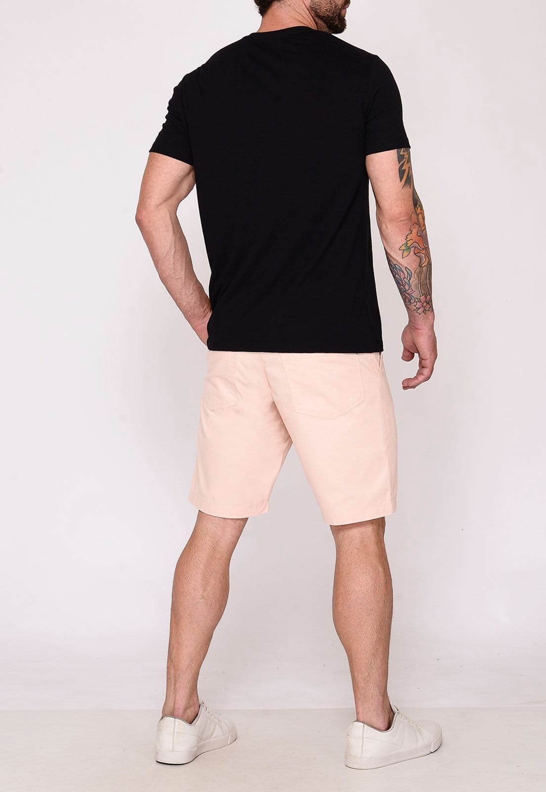 Vista 2 Bermuda Masculina Sarja Chino Casual Confortável Algodão Bolso-Faca Nude Macaw bege/nude nude