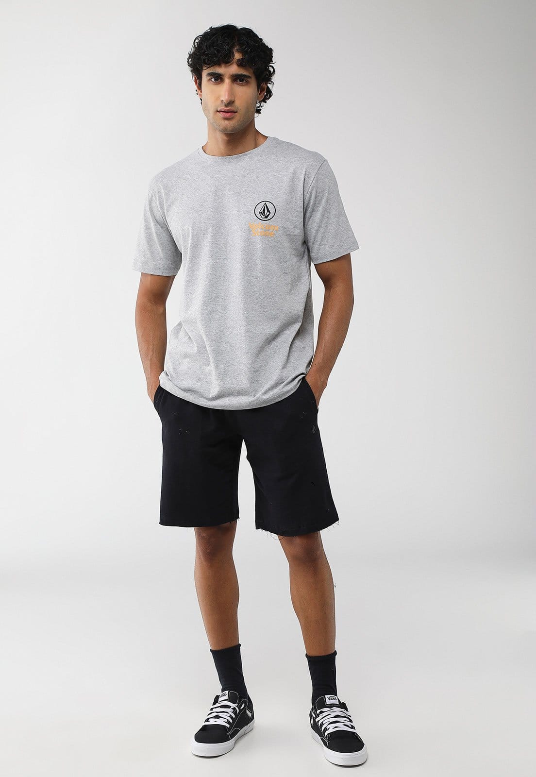 Vista 2 Bermuda Masculina Volcom Mol Single Stone Preta Volcom preto