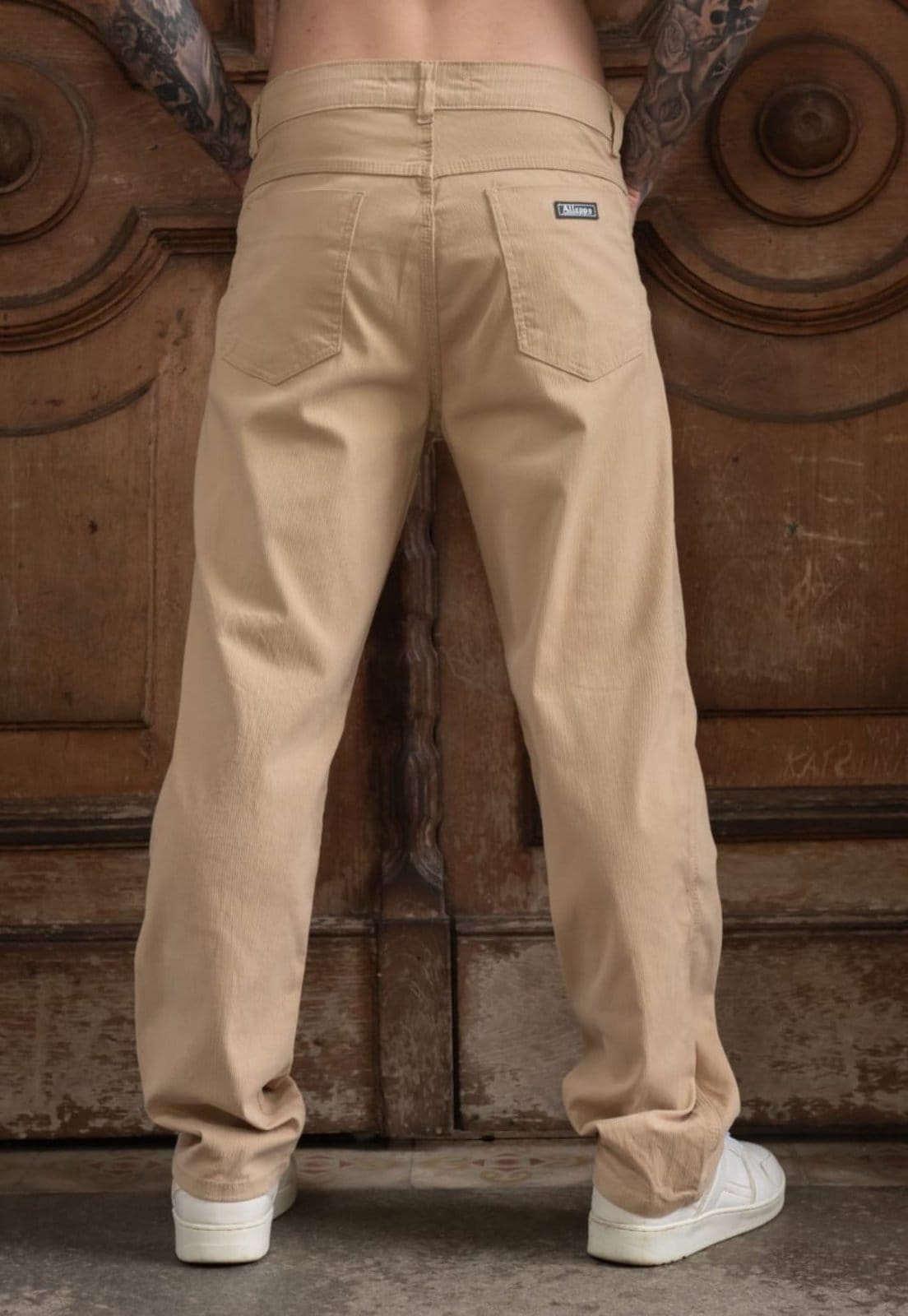 Vista 2 Calça Tradicional Creme Sarja Masculino Alleppo Jeans cáqui