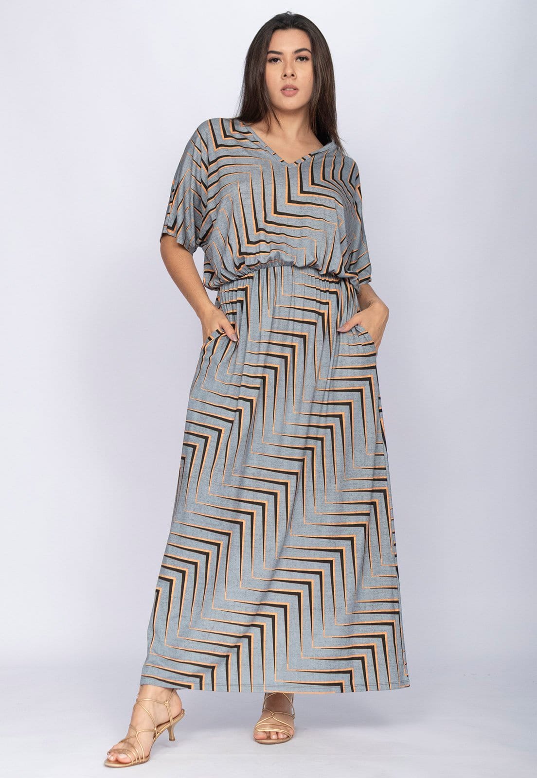 Vestido CabanaFree Longo Plus Malha Estampa Murici