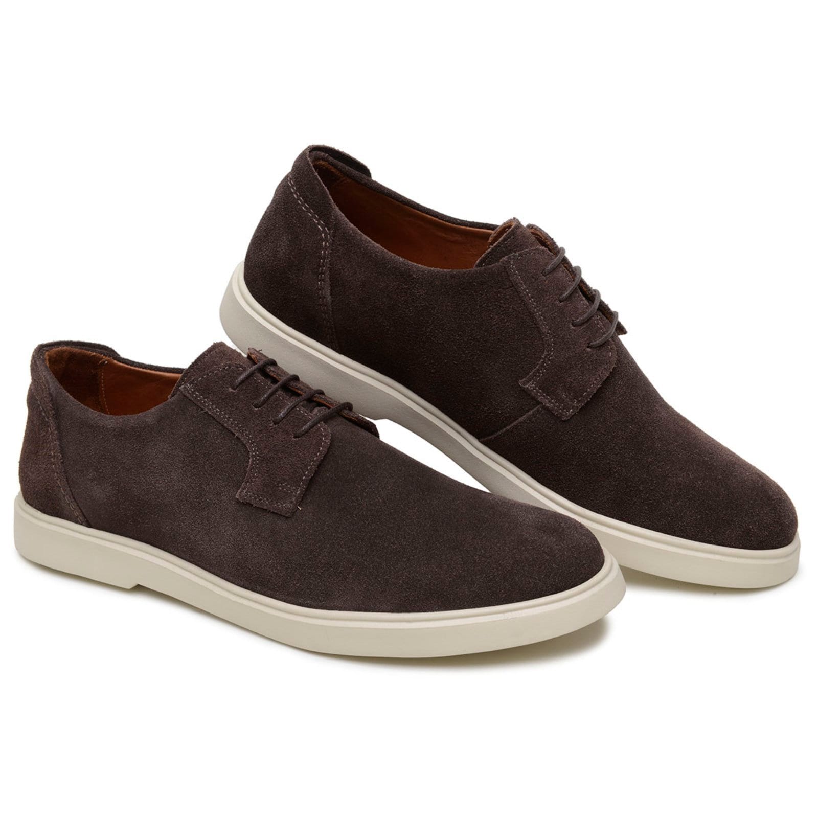 Vista principal Sapato Casual Masculino Anna Andrade Derby Em Couro Esporte Fino Conforto Camurça Anna Andrade café